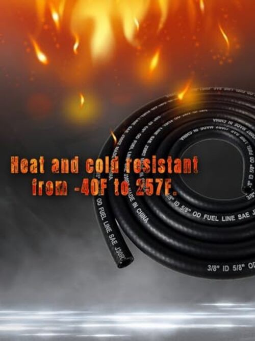 Fuel Line Hose 3/8 inch Gas Line Hose Rubber NBR SAE 30R7 6FT for 6 Feet