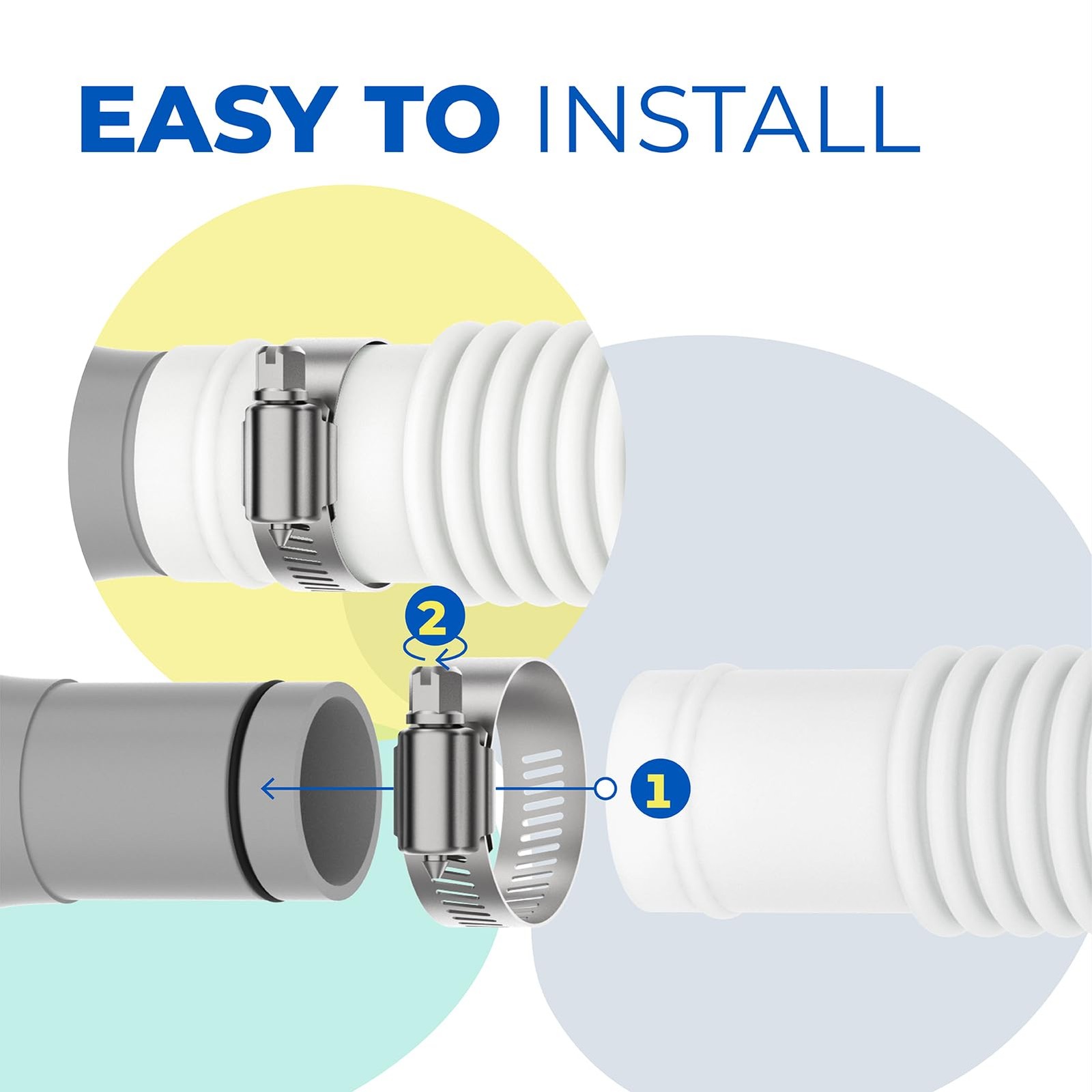 ANTOBLE 1.25 Inch 3ft Pool Hose for Intex, Swimming Pump White