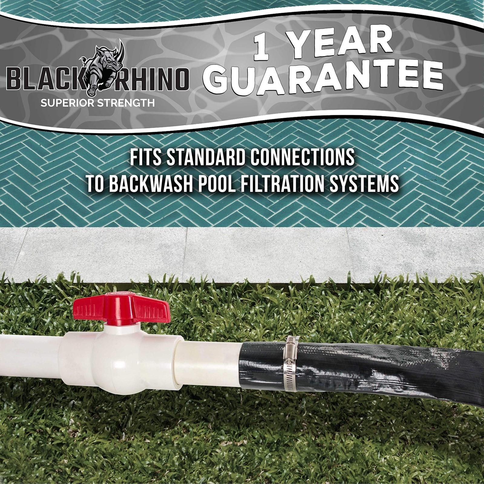 U.S. Pool Supply Pool Backwash Hose 2&Prime; x 100&prime; – Black Rhino Extra Heavy-Duty …