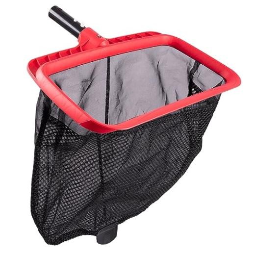 Pool Skimmer Net, Upgraded Pool Net Skimmer with Double-Layer Netting Bag, Red
