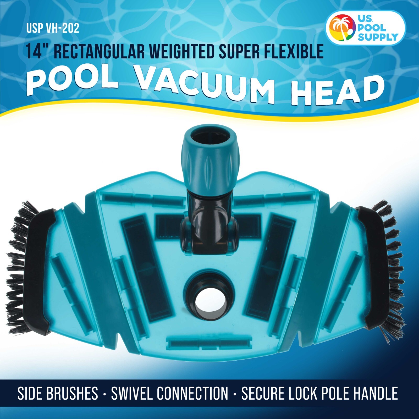 14&Prime; Rectangular Weighted Super Flexible Swimming Pool Vacuum Head – Side Brushes