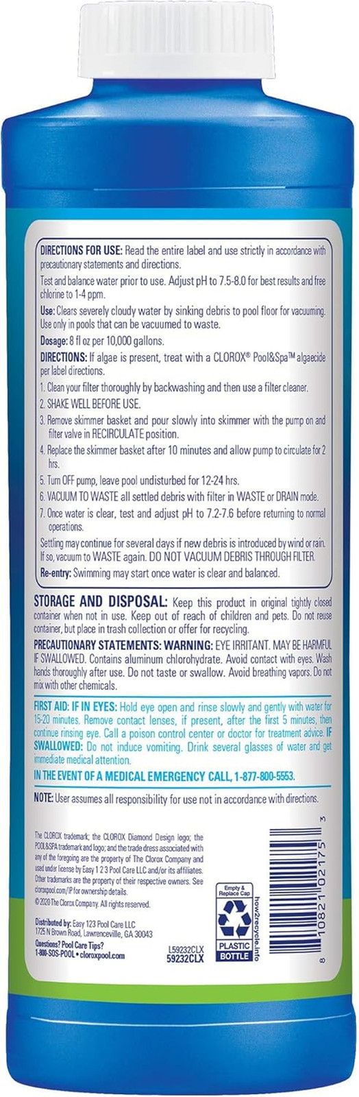 Clorox® Pool&Spa™ Swimming Pool Sink to Clear Flocculant, Sinks Debris, Dead Alg