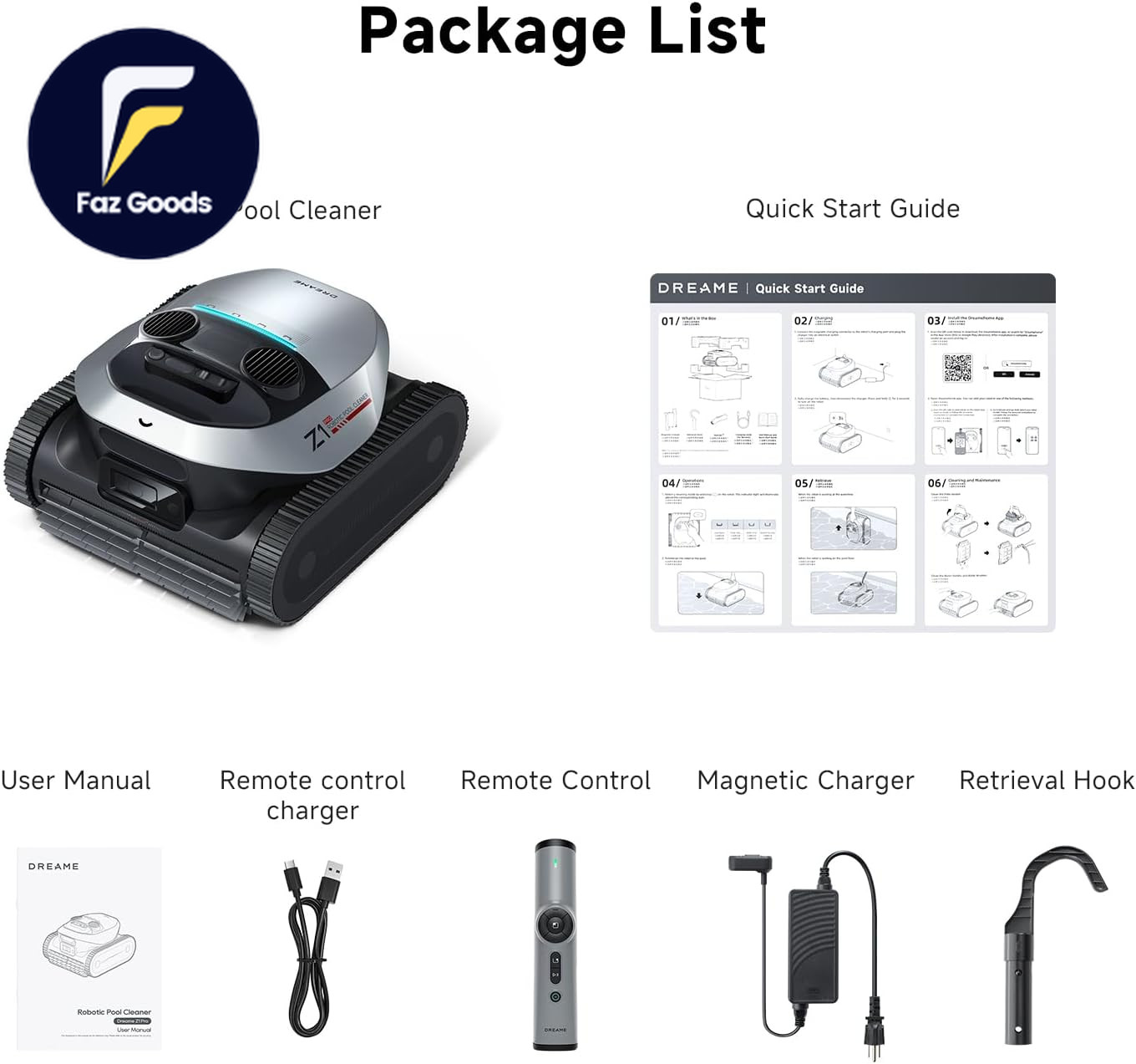 Z1 Pro Cordless Robotic Pool Cleaner Lifi Remote Control 8000 GPH Suction Wat US