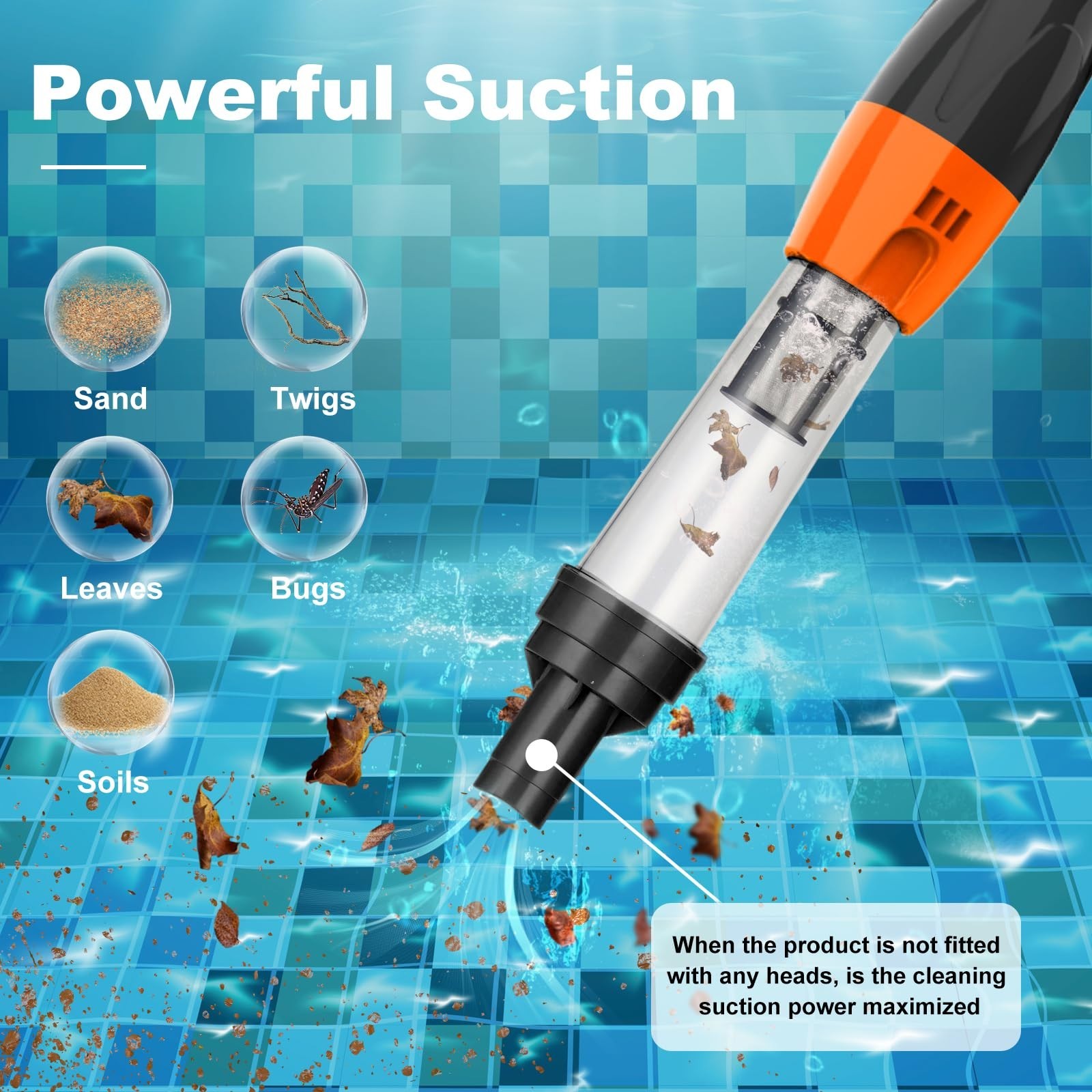 3-in-1 Cordless Rechargeable Pool Vacuum Cleaner for Spas, Hot Tubs & Small Pool