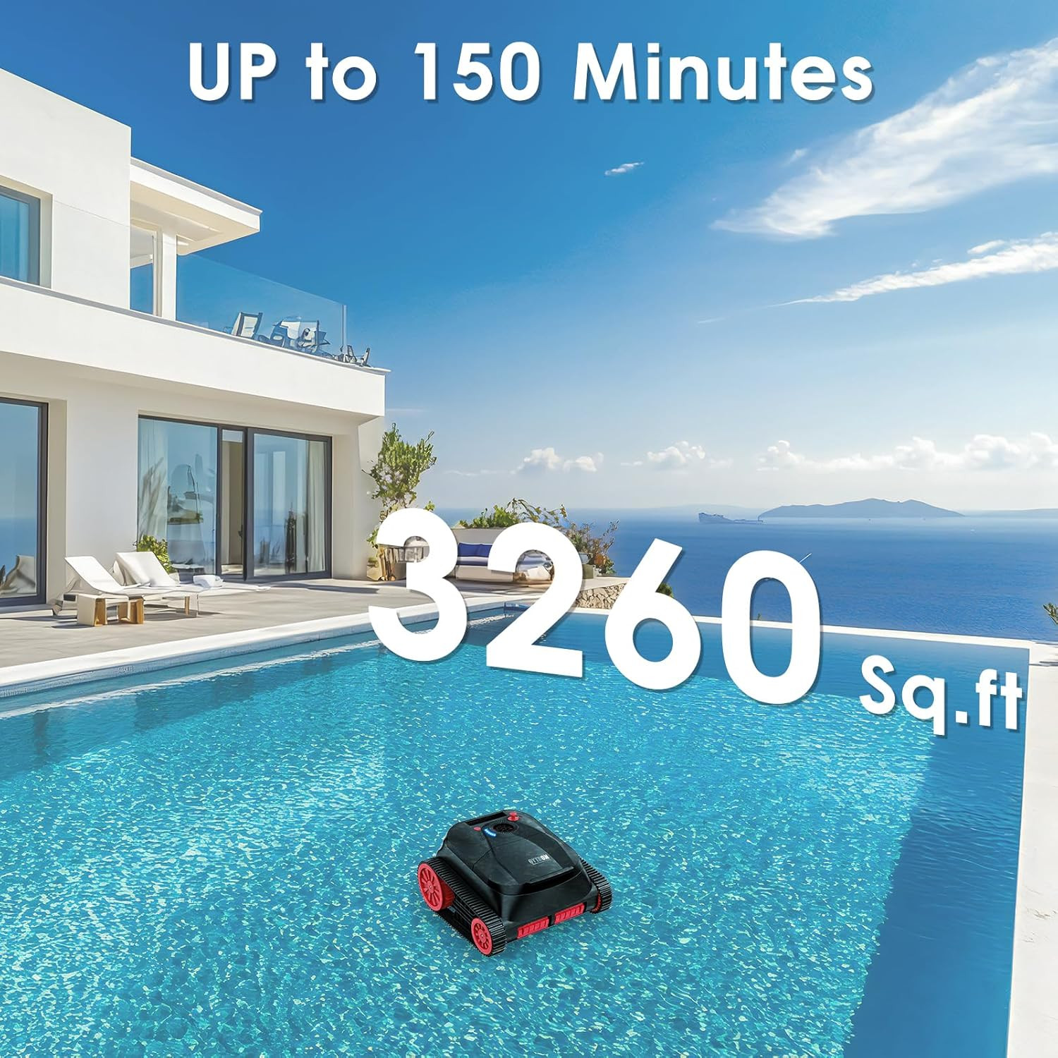 NIXBOT QP5 Robotic Pool Cleaner, Cordless Pool Vacuum for Inground Pools, Dual-M