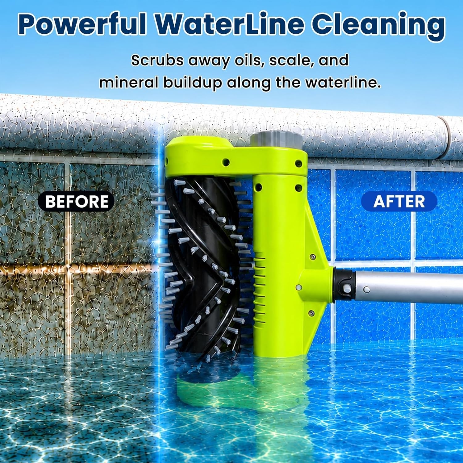Electric Pool Brush Head, Cordless Motorized Pool Scrubber for Inground & Abo…