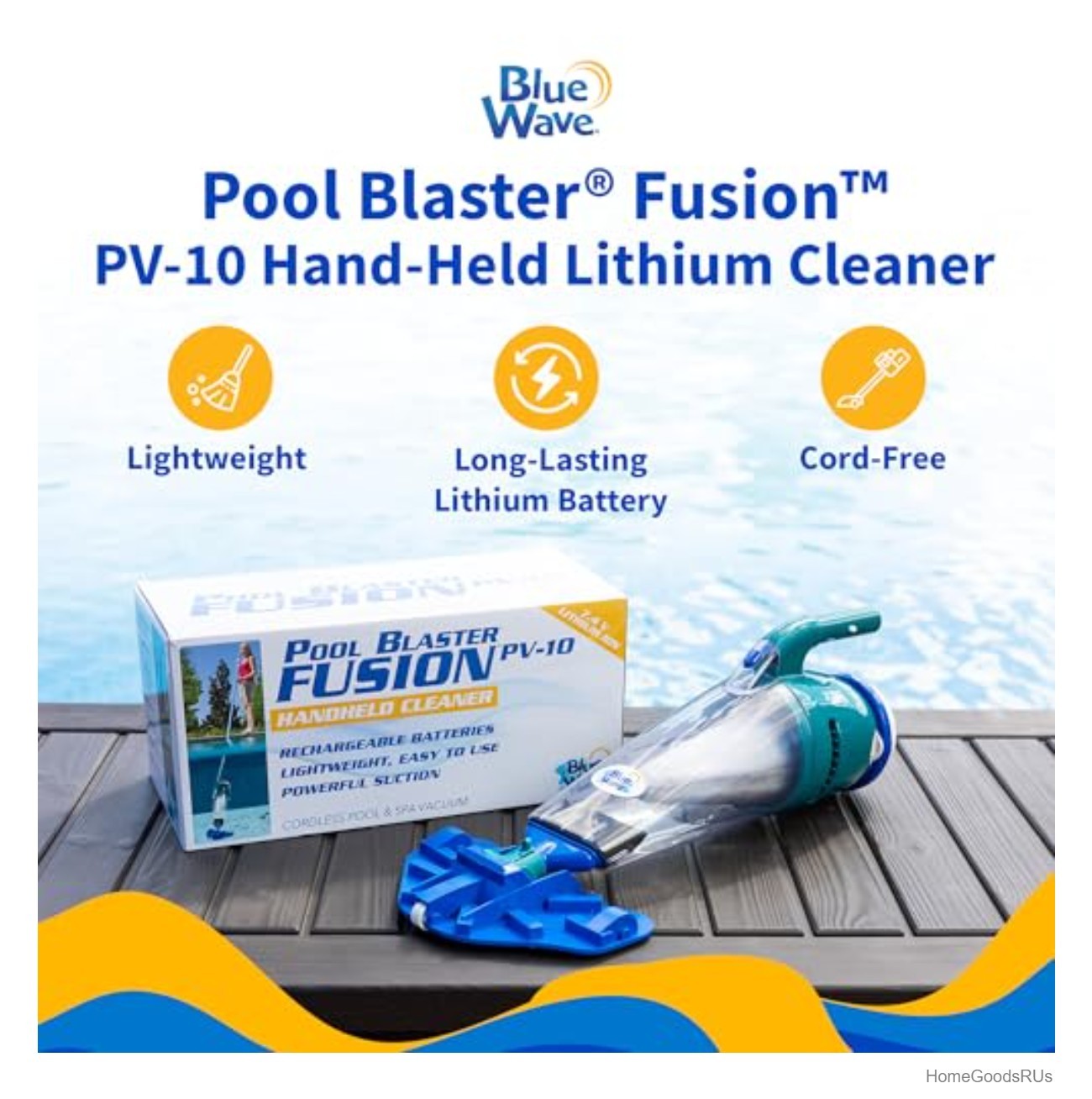 Handheld Pool Vacuum Cordless Lithium Battery 45 Min Rechargeable Lightweight
