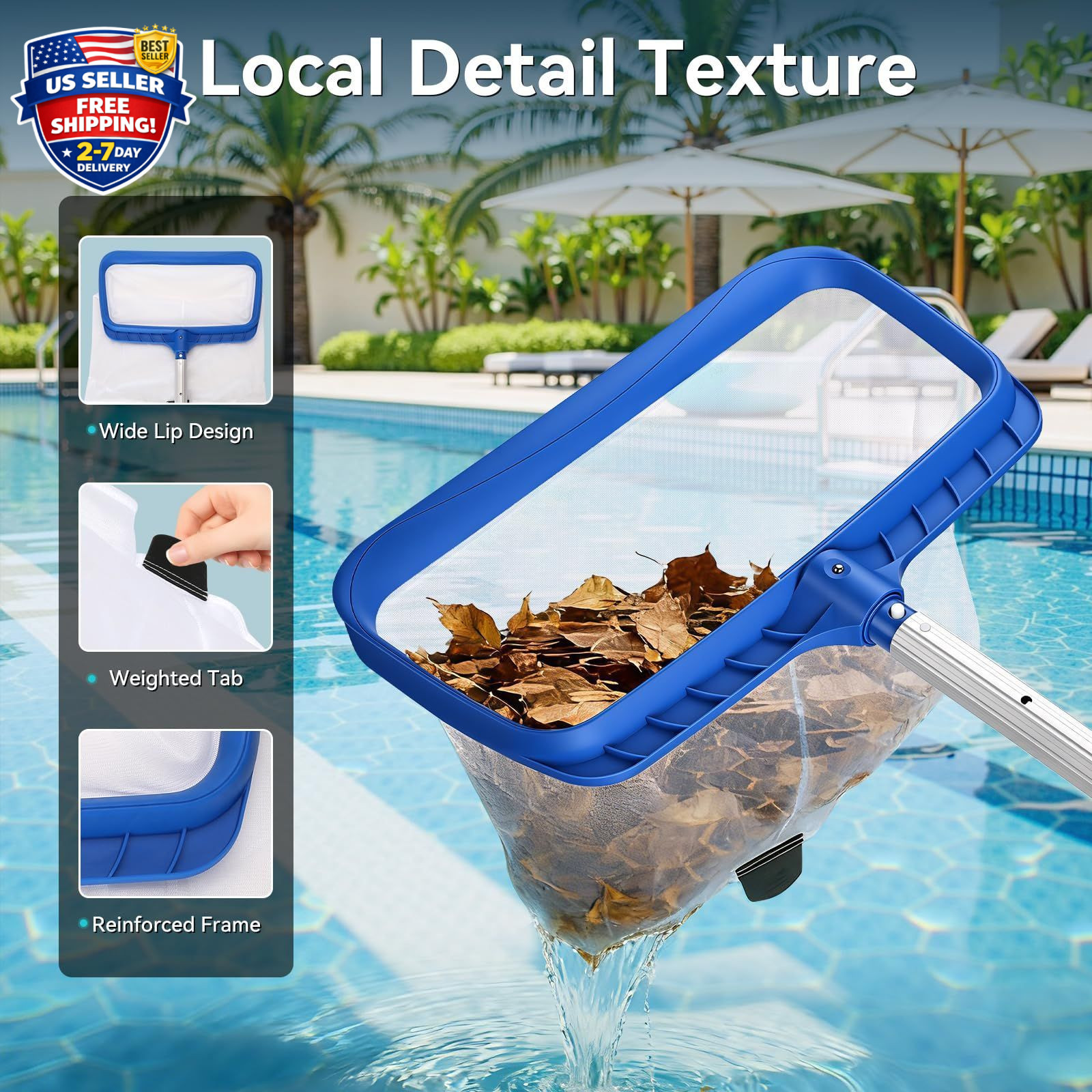 4.5FT Pool Skimmer Net with Lightweight Aluminum Pole for Easy Cleaning