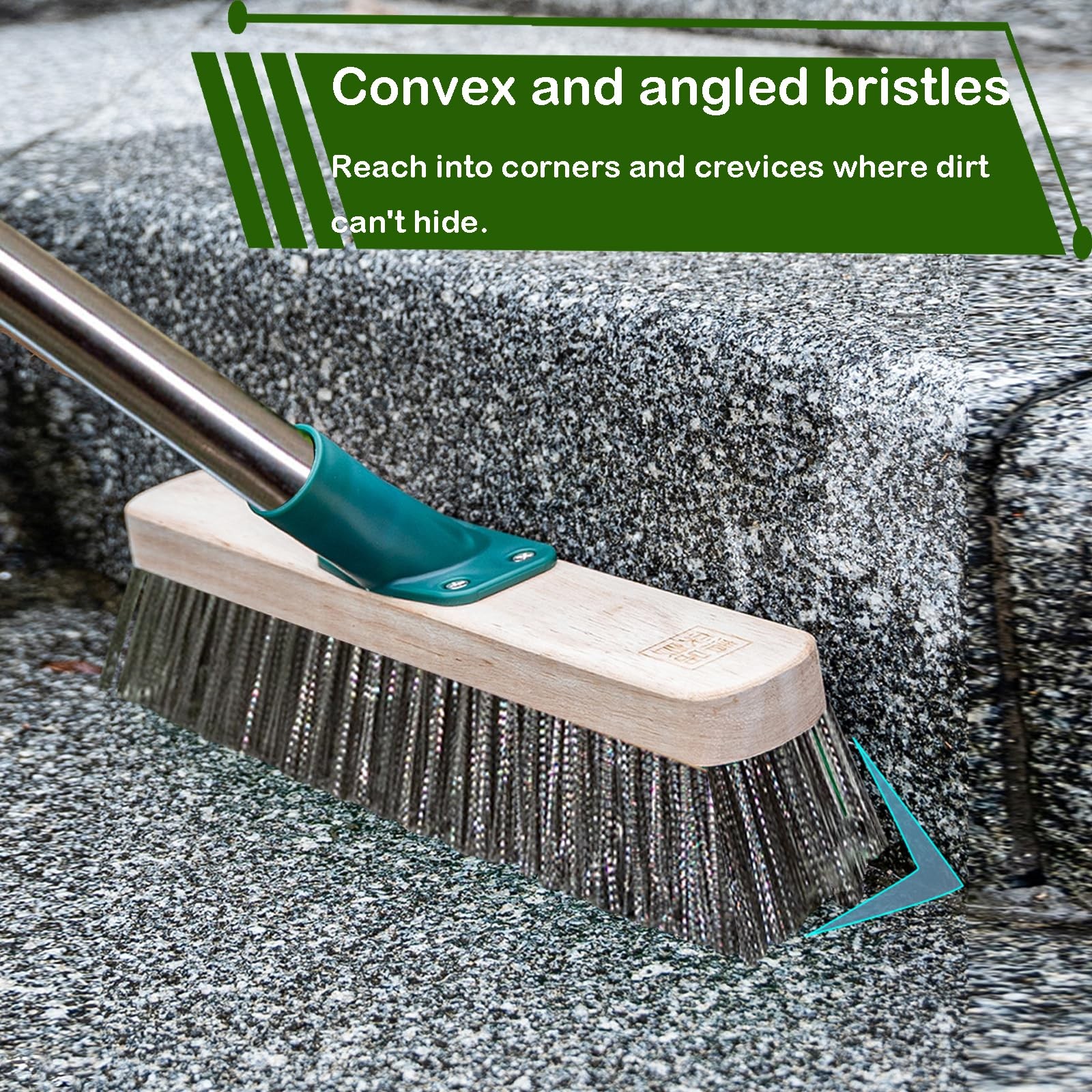 Stainless Steel Wire Brush with Long Handle Deck Broom Brush Floor Scrubber B…