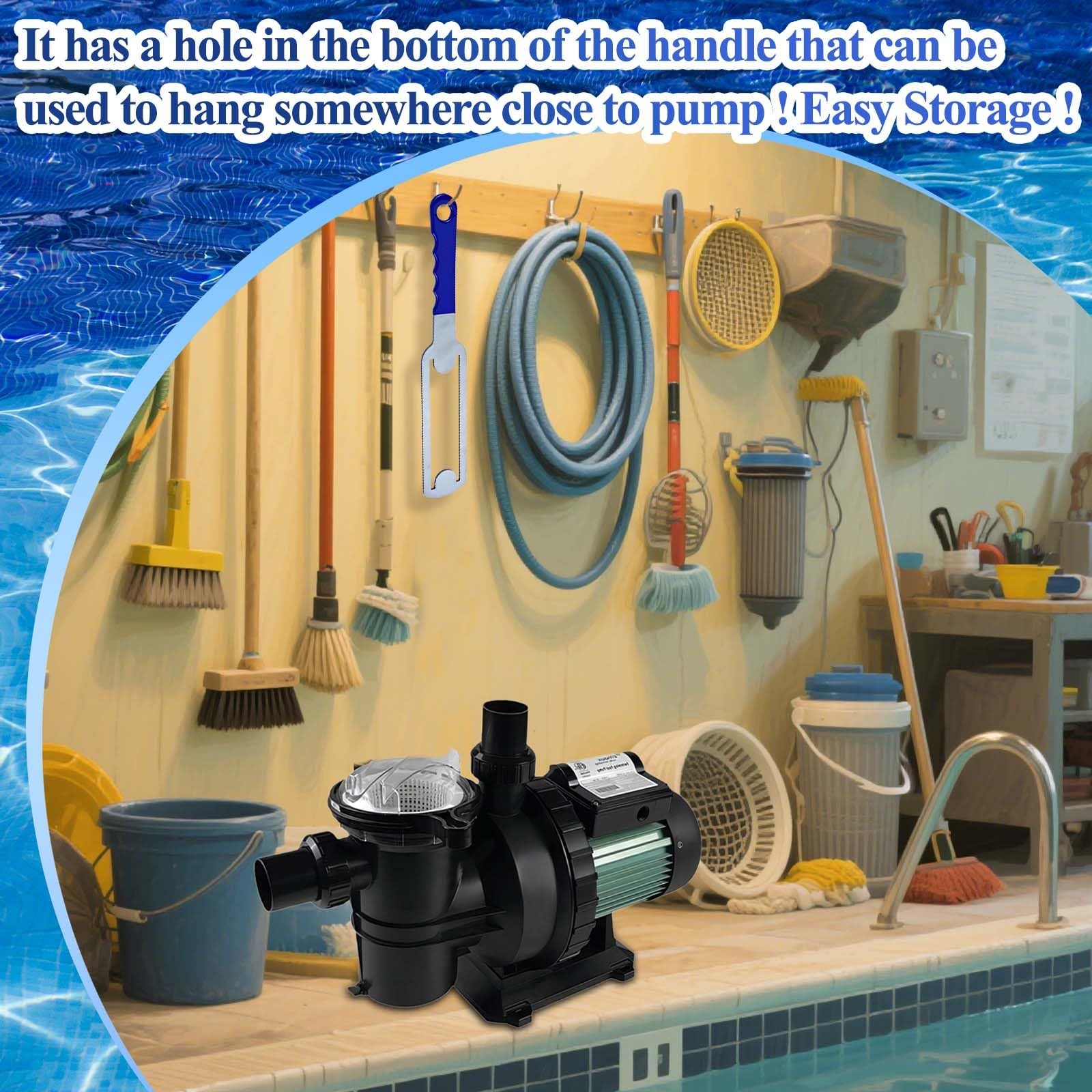 Pool Pump Lid Removal Tool with Handle Grip, Upgraded Metal Blue