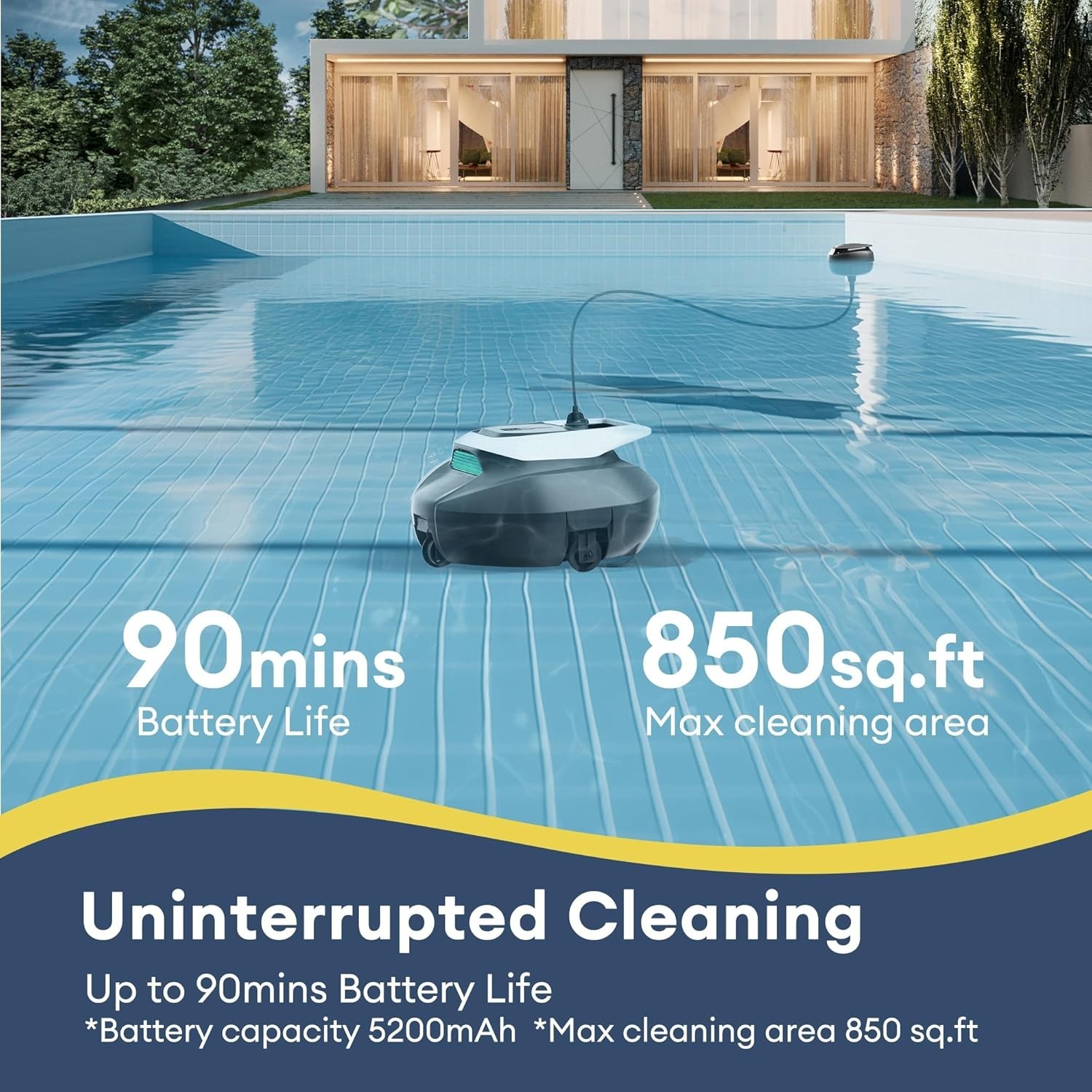 Cordless Robotic Pool Cleaner with Remote Control, 90 Min Runtime, Fast Charg…
