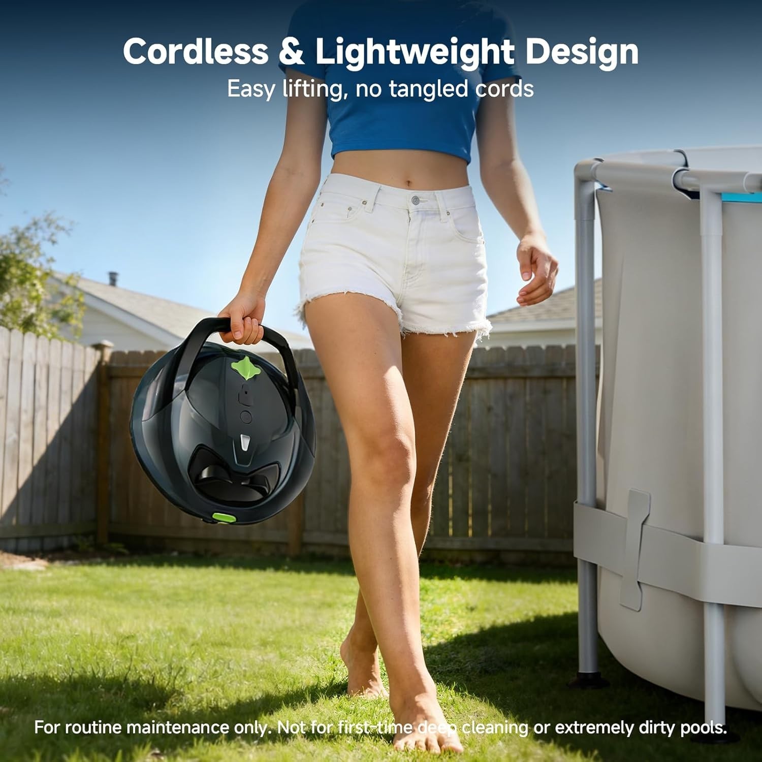 PF1 Cordless Pool Cleaner Robot for Flat-Bottom Pools 150 Min Runtime