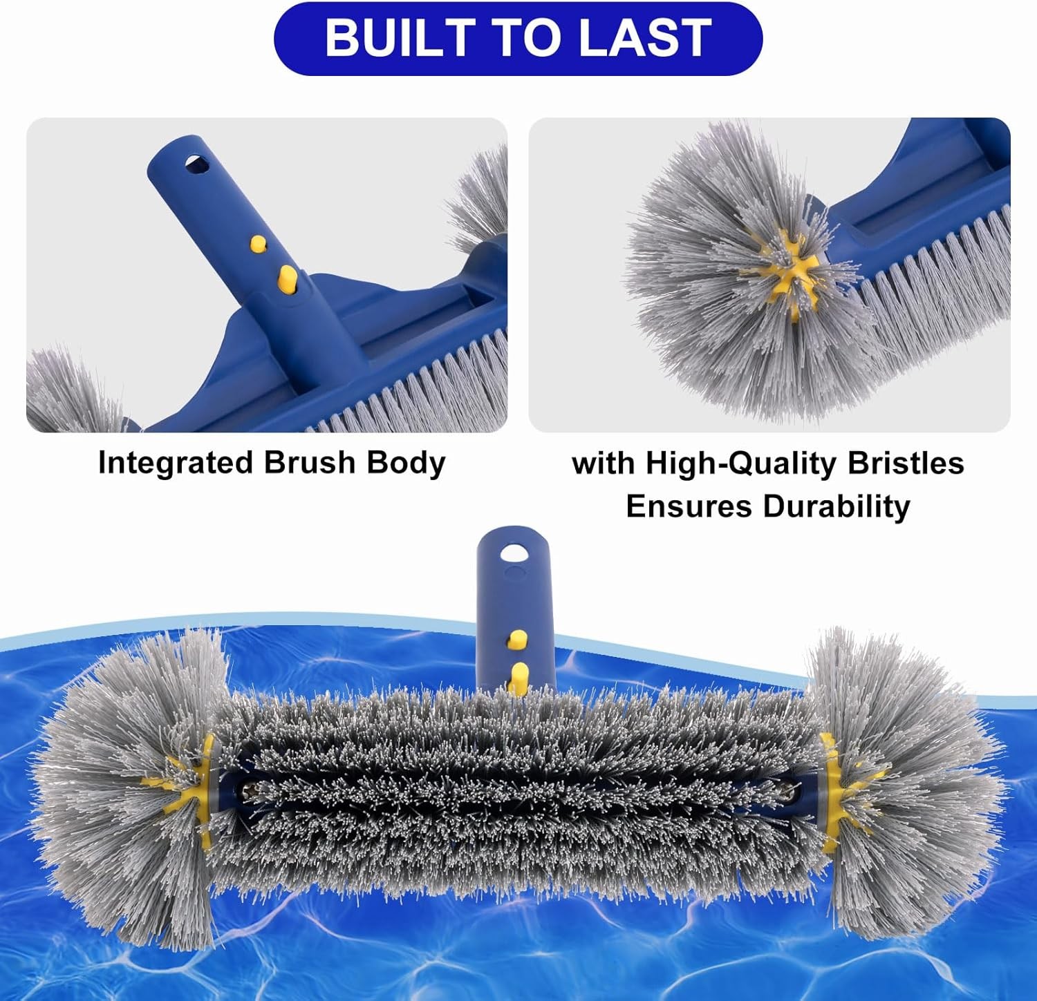 Pool Brush with Round Ends 12.5 Head for Inground Pools/Above Ground Pools Spa