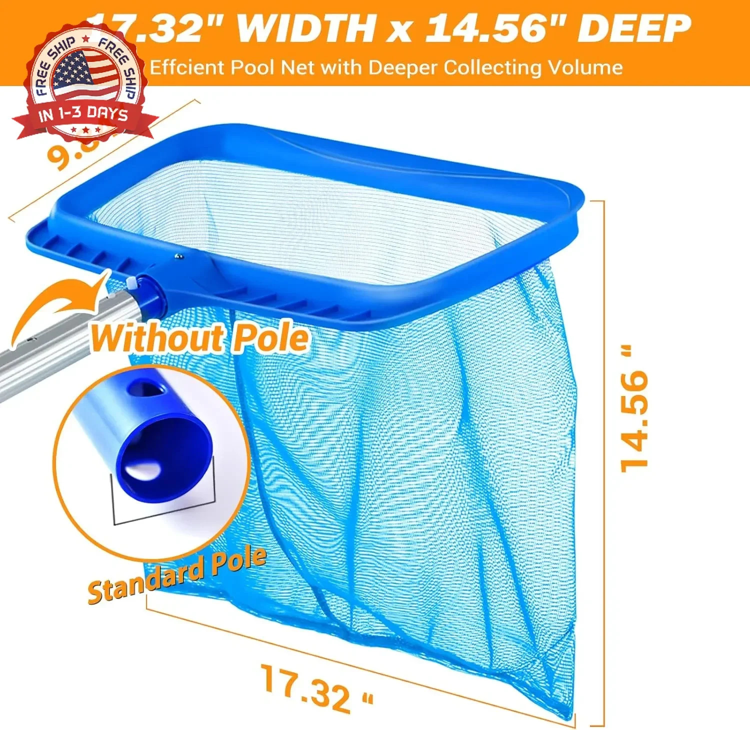 Pool Skimmer – Pool Skimmer Net without Pole, Swimming Pool Leaf Skimmer Net wit