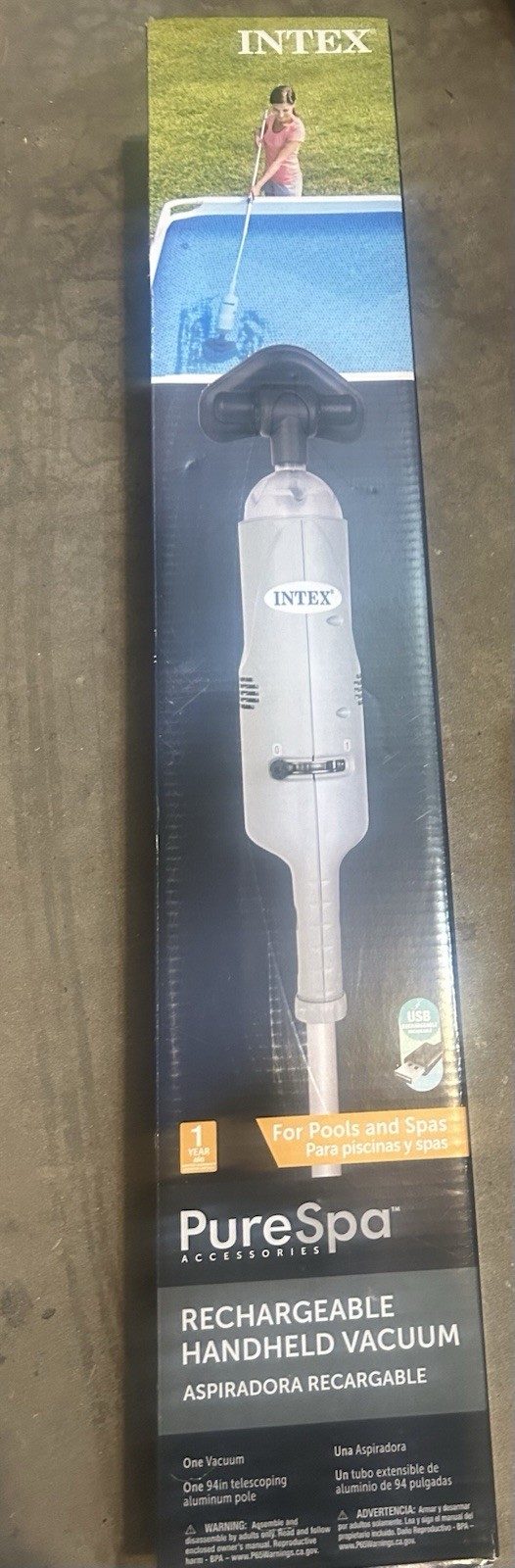 Intex Rechargeable Handheld Above Ground Pool Vacuum Cleaner W/2 Brush Heads New