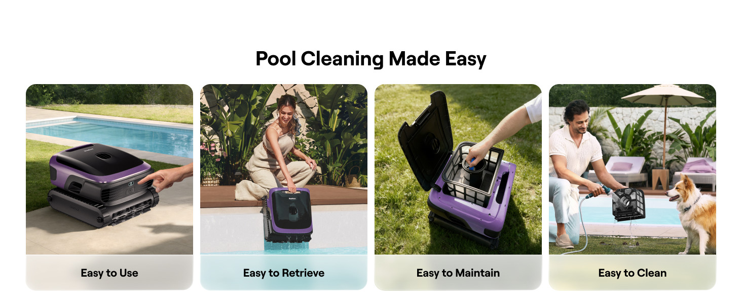 Beatbot Sora 70 Pool Vacuum Robot, 360° Top-to-Bottom Cleaning,Lilac