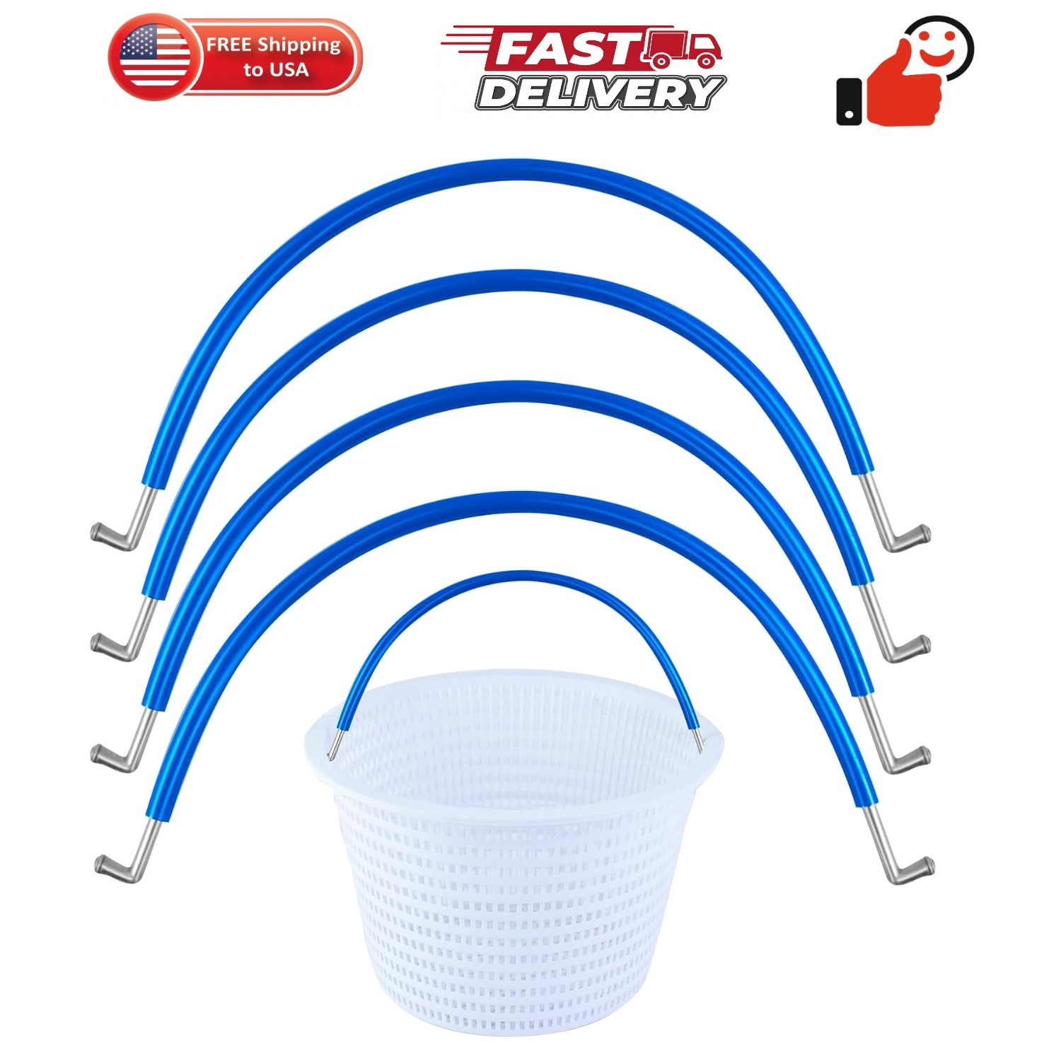 4PCS Pool Skimmer , Universal Swimming Pool Skimmer Filter Basket Metal Handl…