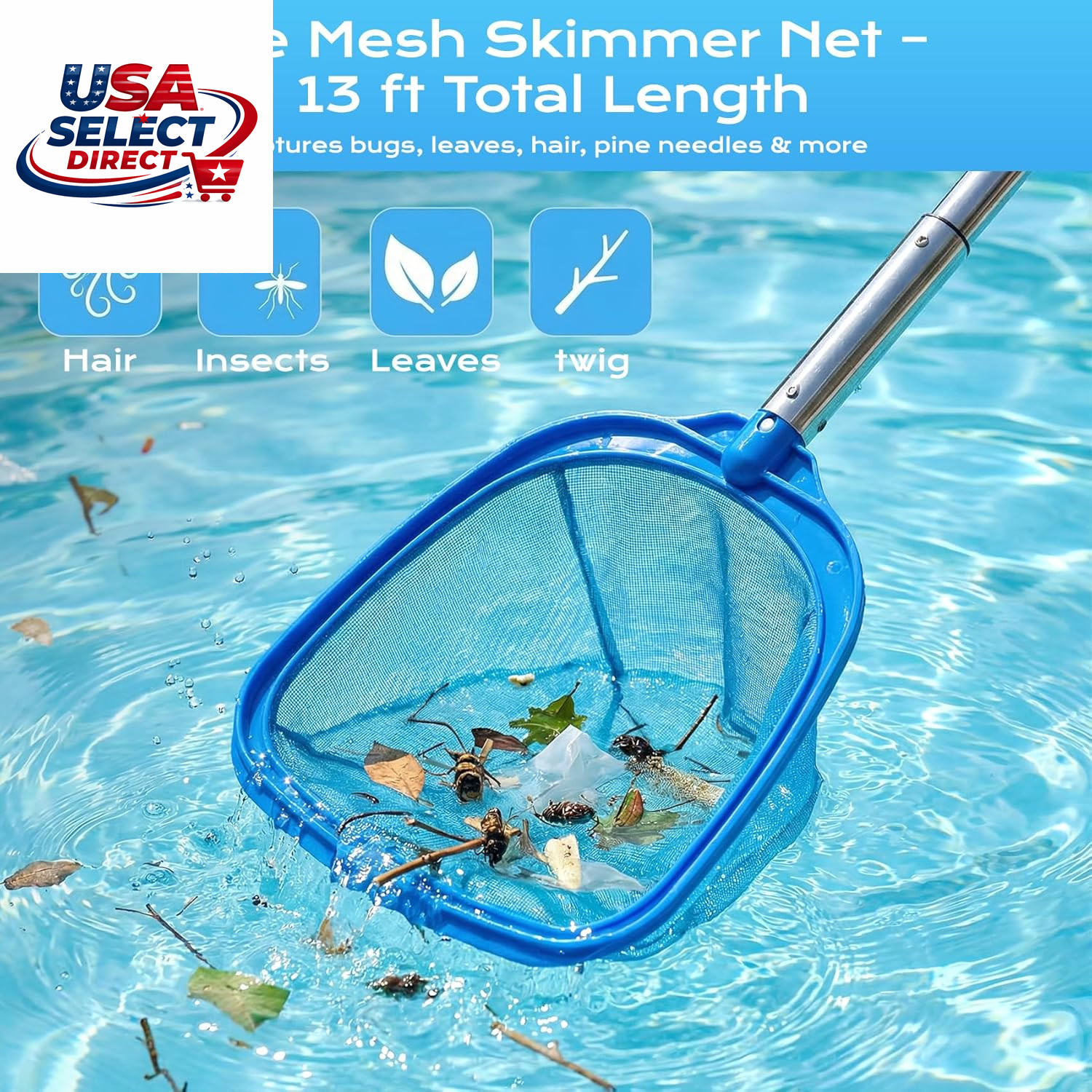 Pool Cleaning Kit with Telescopic Pole & Dual Skimmers – Premium Accessories