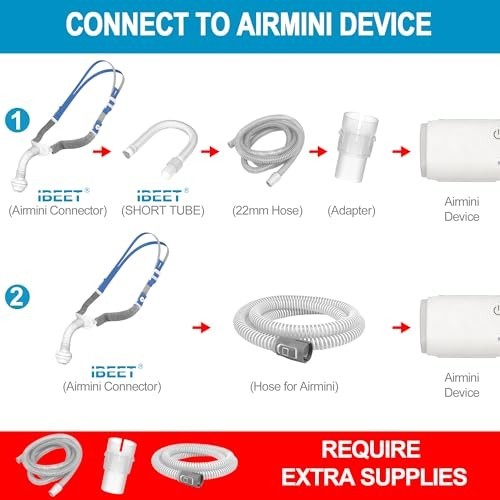 Replacement Connector for AirMini & Airfit, 6PCS Short Tube, 22mm Hose Compatibl