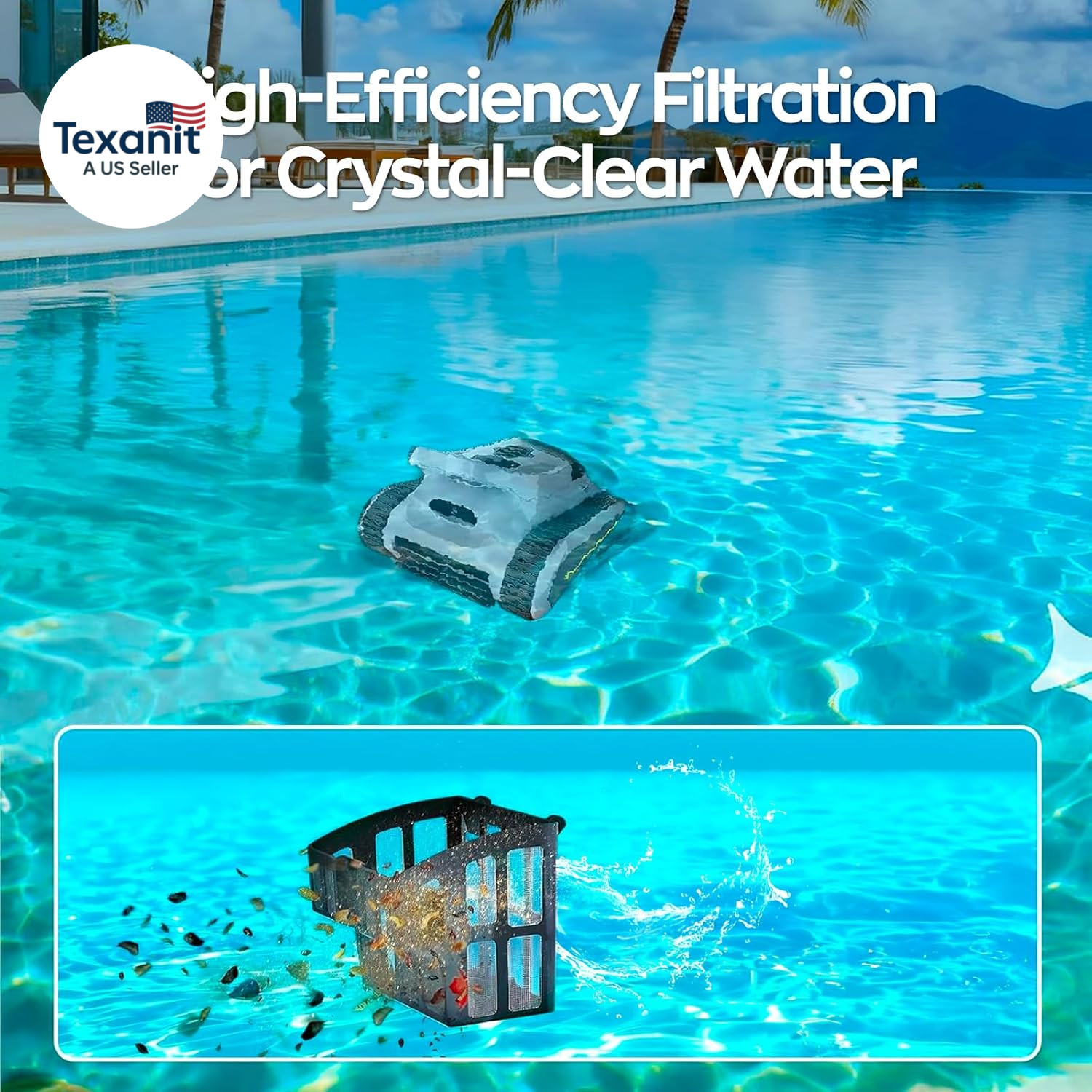 Pool Vacuum for Inground Pools & above Ground Pool, Cordless Robotic Pool Cleane