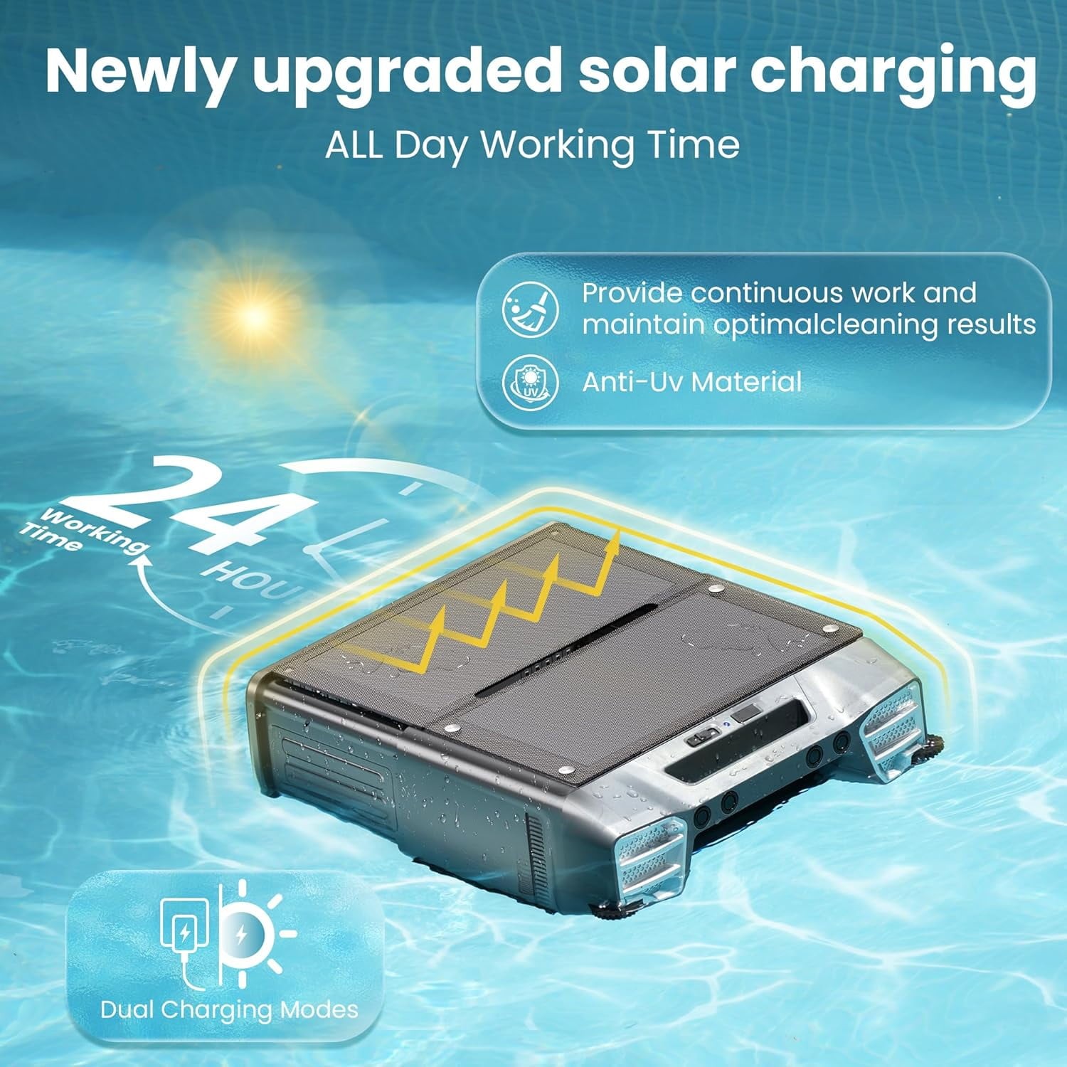 YOMA Y80 Upgraded Solar Pool Skimmer Robotic Surface Cleaner with Remote