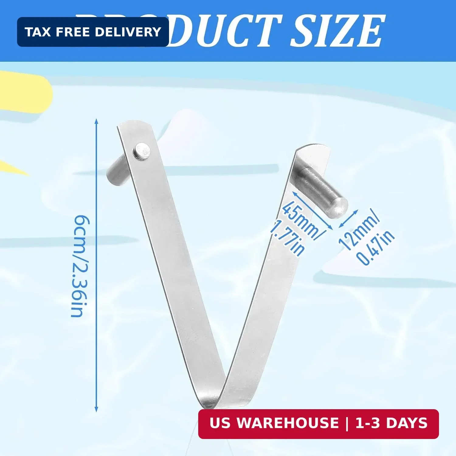 6 Pcs Pool Brush Clips, V-Shaped 304 Stainless Steel Pool Pole Clips, Double Loc