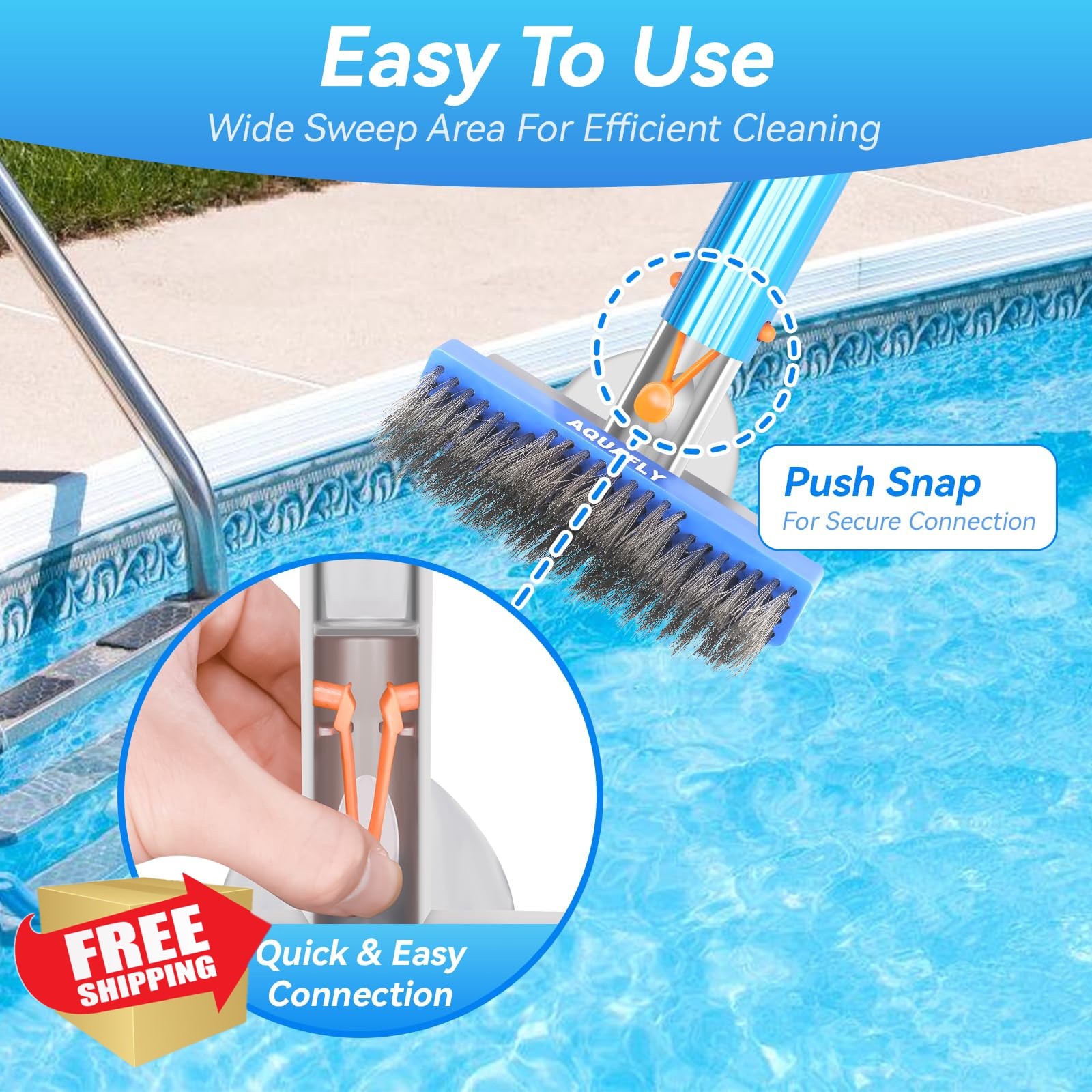 AQUAFLY 5 inch Stainless Steel Pool Brush
