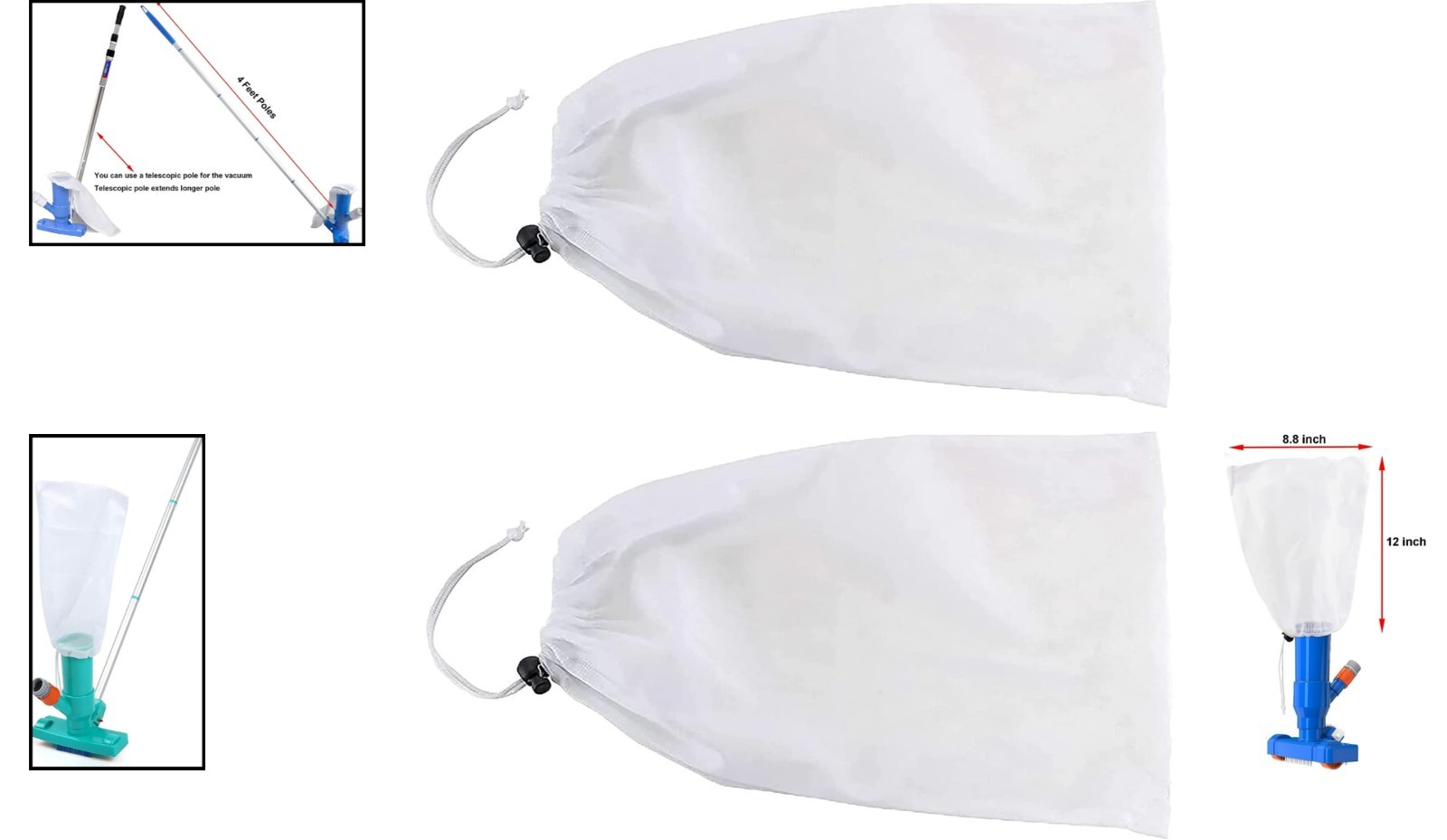 High-Efficiency 2-Pack Mesh Vacuum Bags for In-Ground/Above-Ground Pools