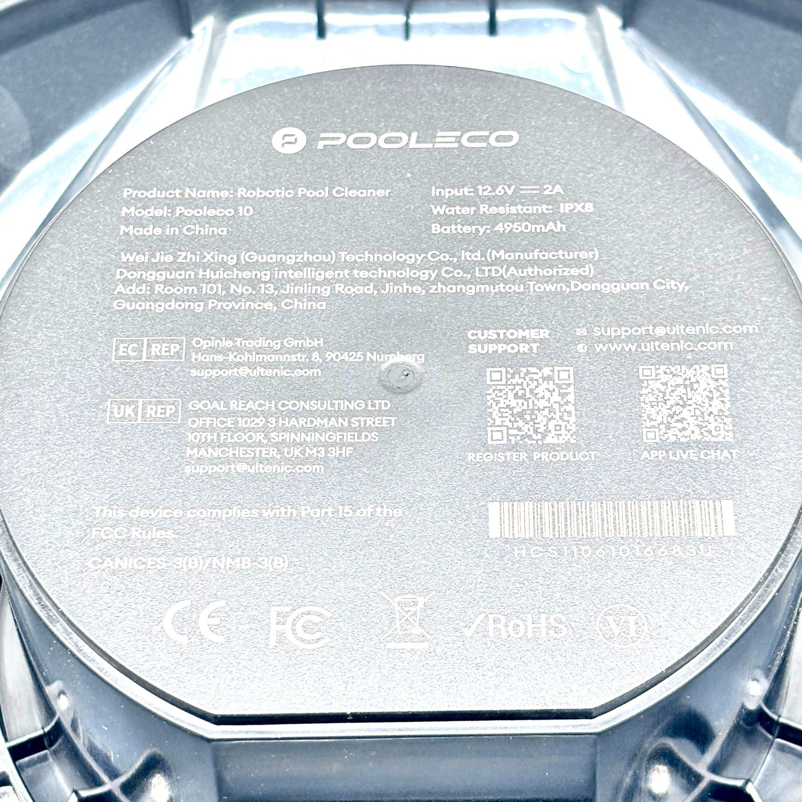 Pooleco Rechargeable Robotic Pool Cleaner w/ Cordless Design Model Pooleco 10