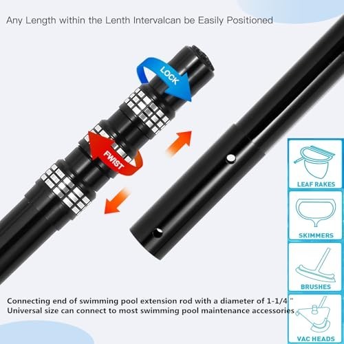Telescopic Carbon Fiber Swimming Pool Pole – 12ft Adjustable Cleaning Rod for Sk