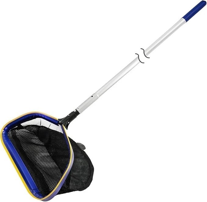 Pool Skimmer Net 17x16x17 Inch Fine Mesh Leaf Rake 3-10 ft Adjustable Aluminum
