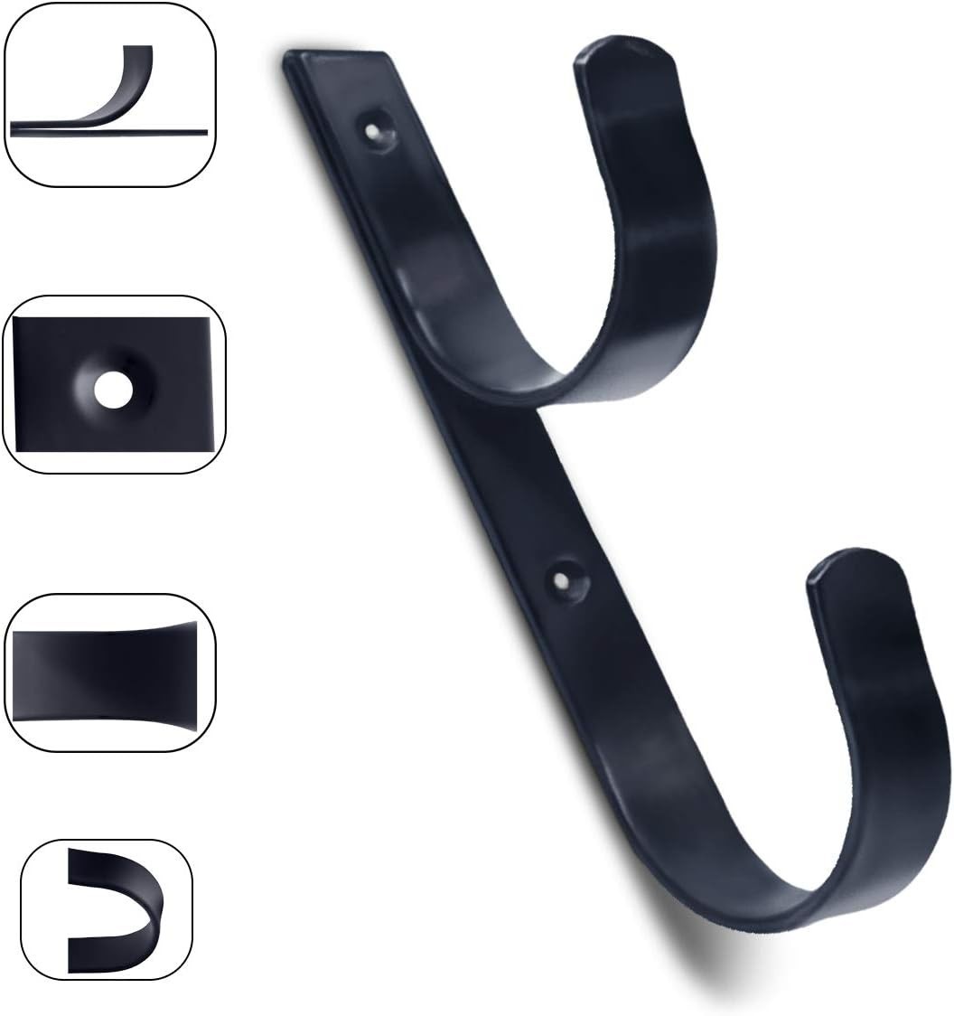 2 Pack Pool Pole Hangers Heavy Duty Black Aluminum Hooks with Screws
