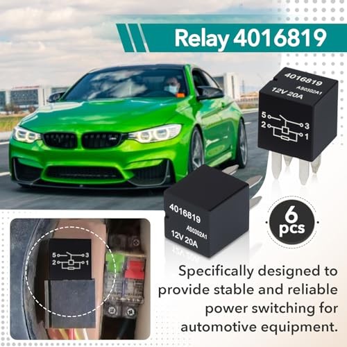 6 Pcs 4016819 Ultra Micro ISO Automotive Relay – 12VDC 20A 4-Pin SPST, Direct