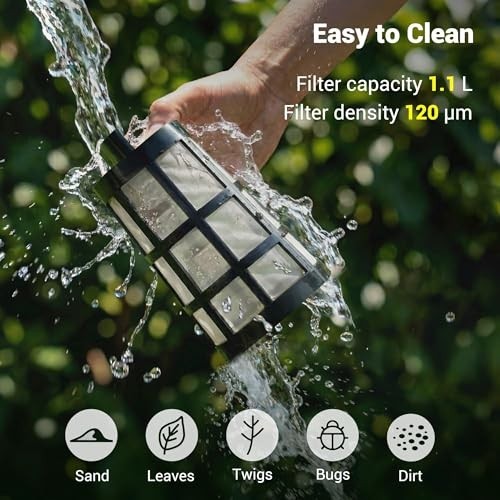 Cordless Handheld Pool Vacuum 18 GPM 60 Min Runtime 120um Filter 4 Section Pole