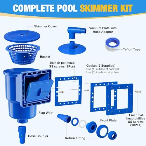 Above Ground Pool Skimmer, Heavy Duty Through-Wall Mount Pool Skimmer Kit with