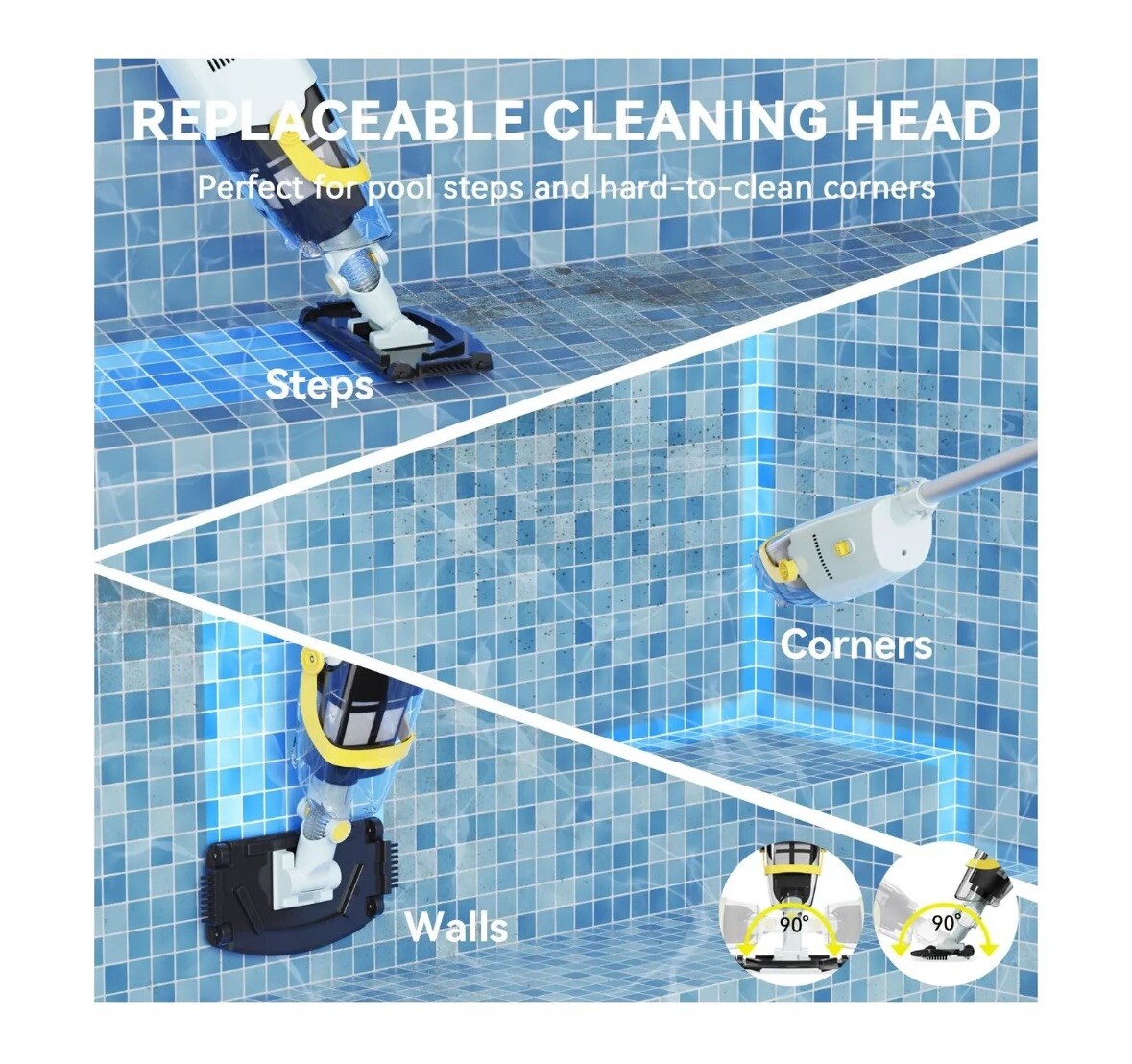 (2024 Upgraded) Lydsto Handheld Pool Vacuum with Telescopic Pole, Cordless Re…