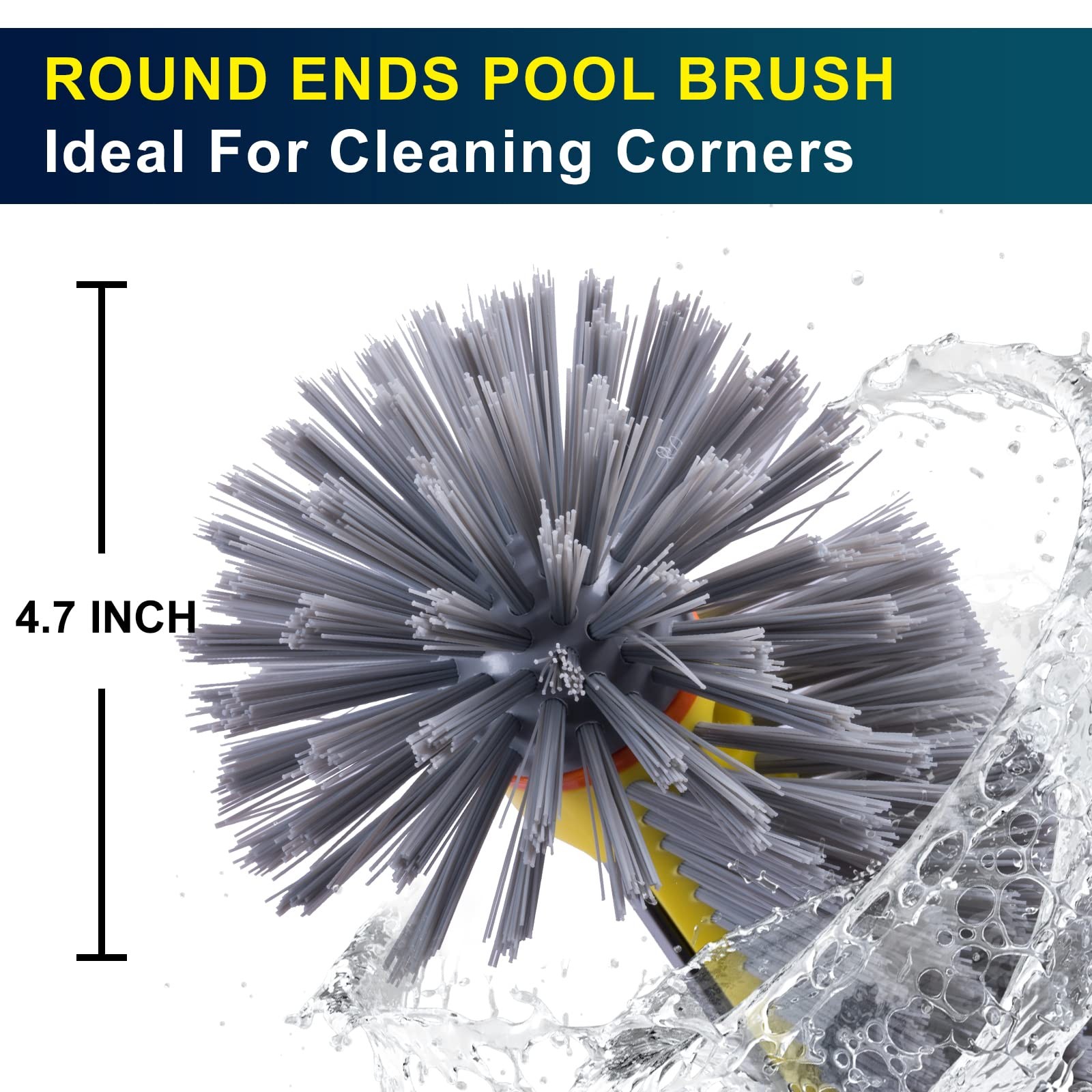 HeavyDuty Pool Brush Head for Walls, Floors, Steps & Corners 17.5&Prime;