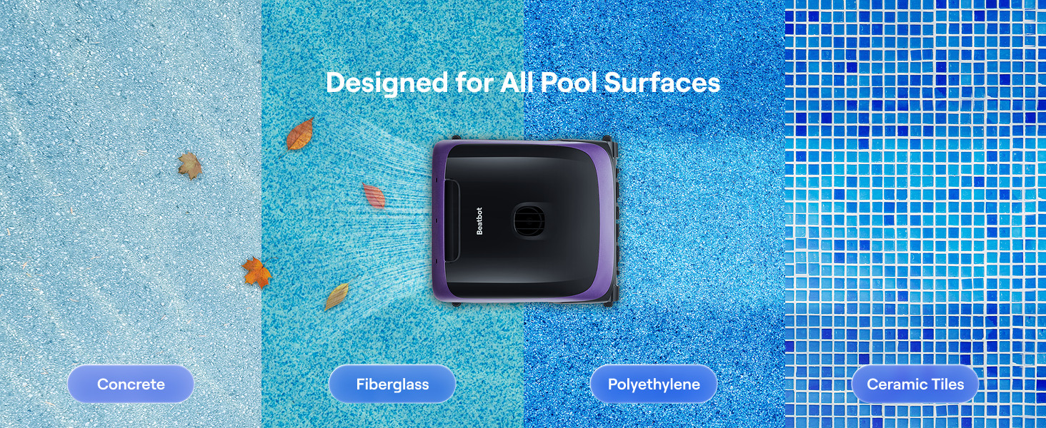 Beatbot Sora 70 Pool Vacuum Robot, 360° Top-to-Bottom Cleaning,Lilac