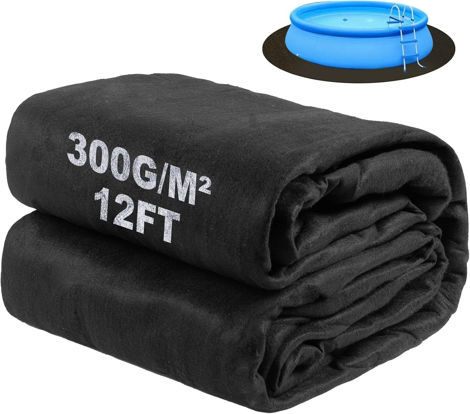 12FT Heavy Duty Pool Pad for Above Ground Pools Puncture Resistant Black