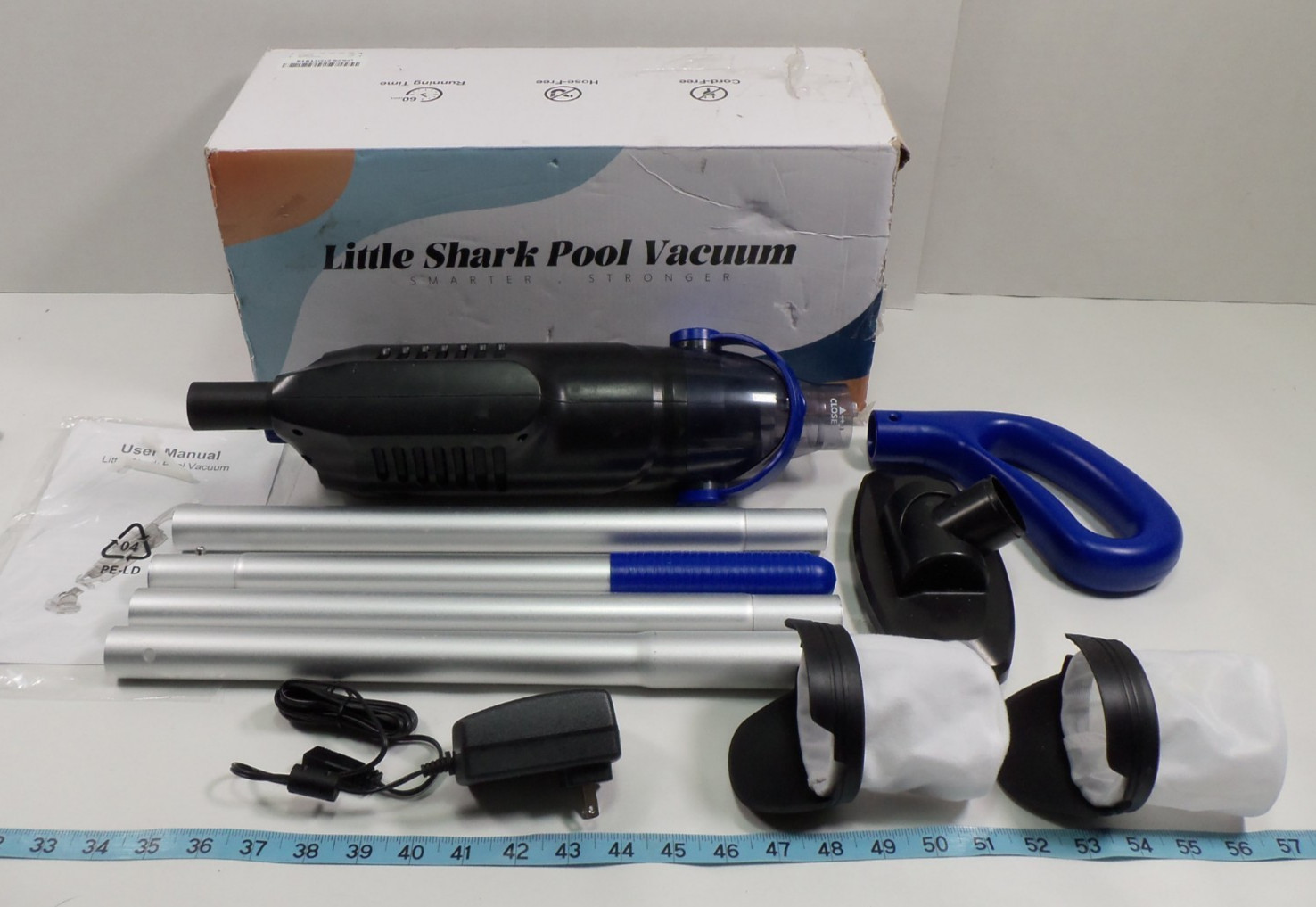 Little Shark Pool Vacuum For Above Ground Pool Hot Tub 60W 5000mAh Battery