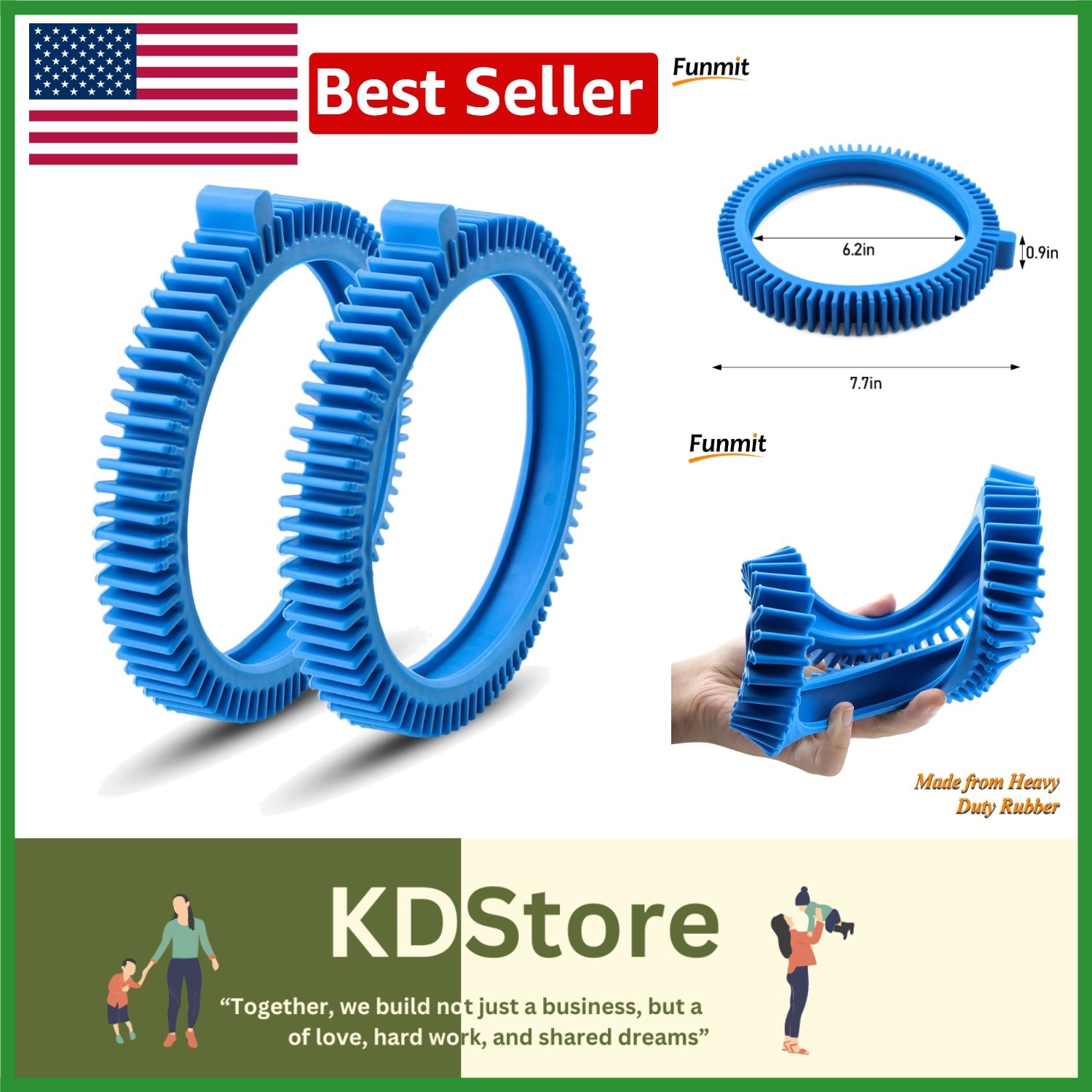 Blue Pool Vacuum Tire Kit 2 Pack for Hayward & Phoenix Cleaners, Heavy-Duty R…
