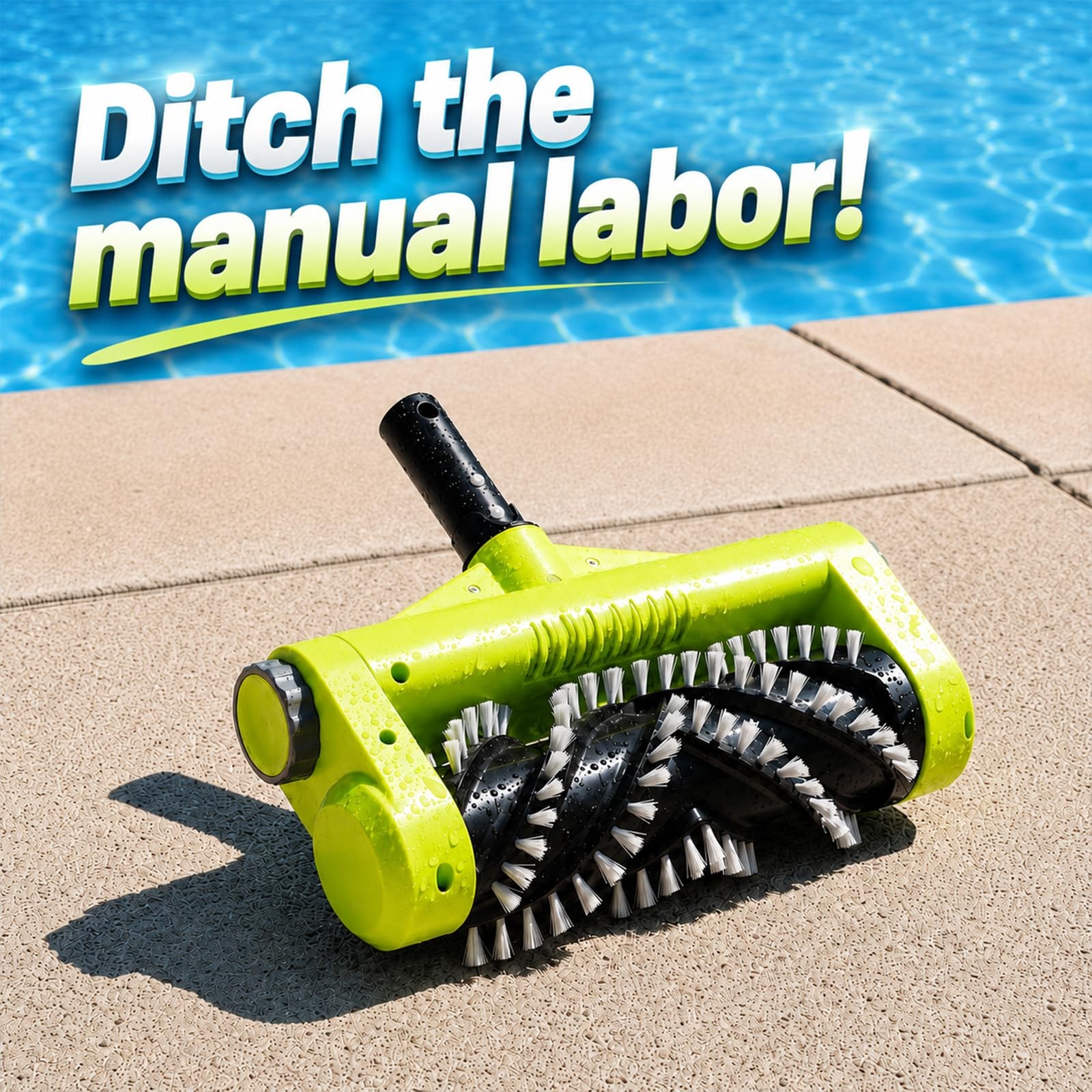 Sepetrel Electric Pool Brush Head, Cordless Motorized Pool Scrubber for Ingro…