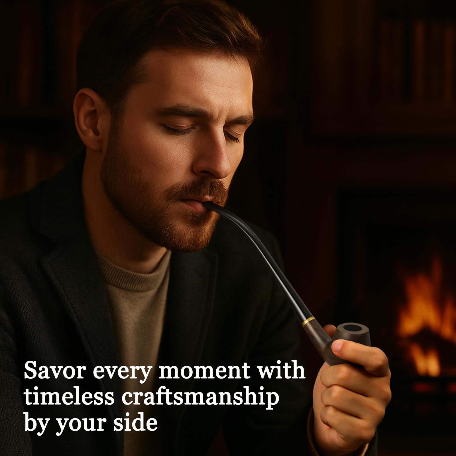 Obetis Ebony Tobacco Pipe Set – Elegant Churchwarden Style Long Dark Brown