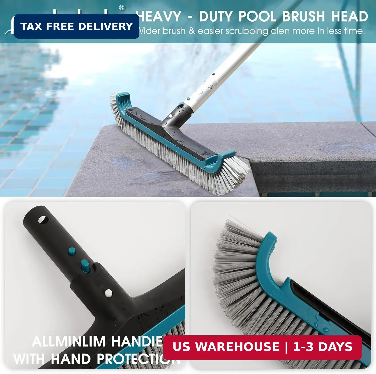 Swimming Pool Cleaning Kit – Aluminum Frame Skimmer Net with 10Ft Adjustable Pol