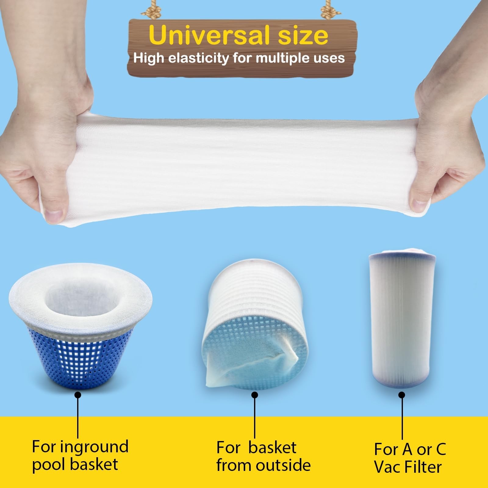 Pool Skimmer Socks 50 Pack, Ultra Fine Debris Catcher, White