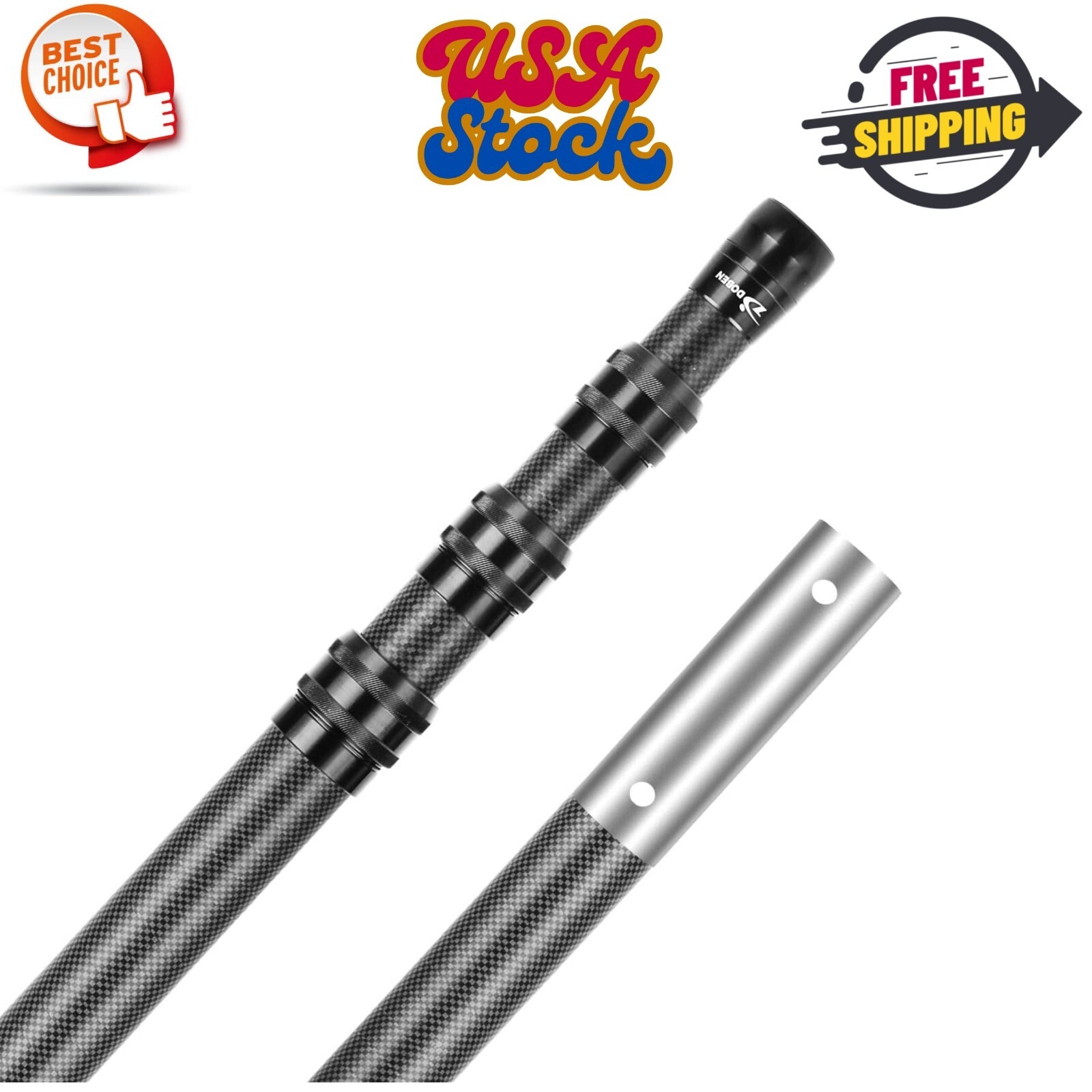 Carbon Fiber Pool Pole, 12 Foot Telescoping Swimming Pool Cleaning Pole