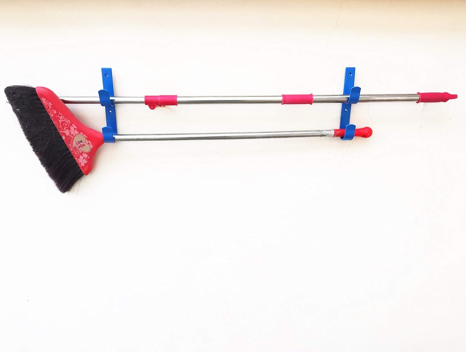 2 PCS Set Wide Pool Pole Hangers Heavy Duty Blue Aluminium Holder Hooks