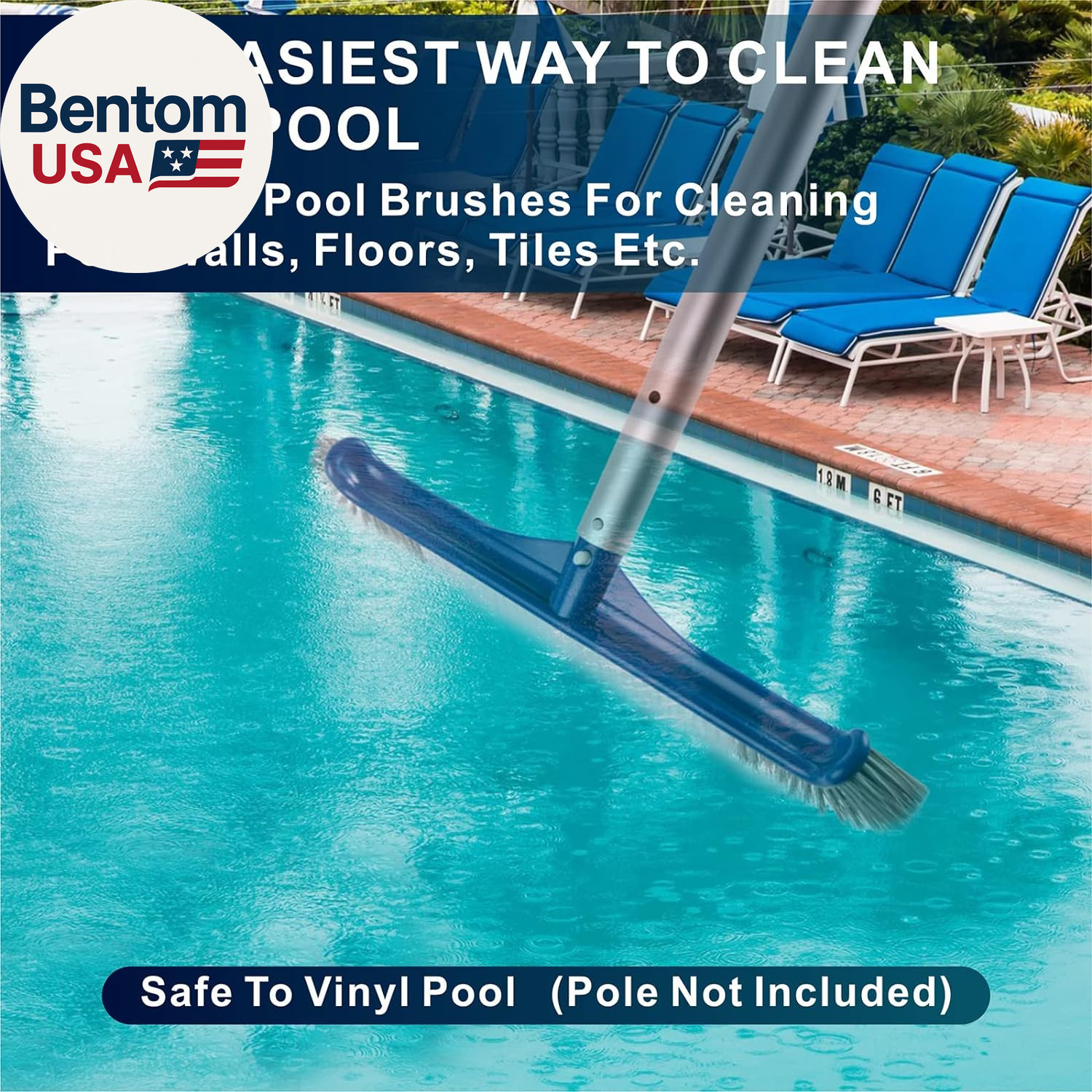 Pool Brush, 17.5 » Pool Brush Head for Inground Pools & Above-Ground Pools, Dura