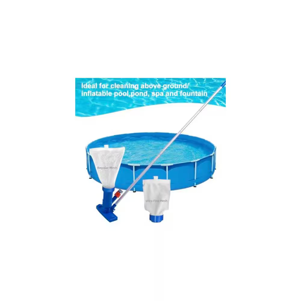 Upgraded Swimming Pool Jet Vacuum Cleaner with 56 In. Pole Brush Mesh Bags for S
