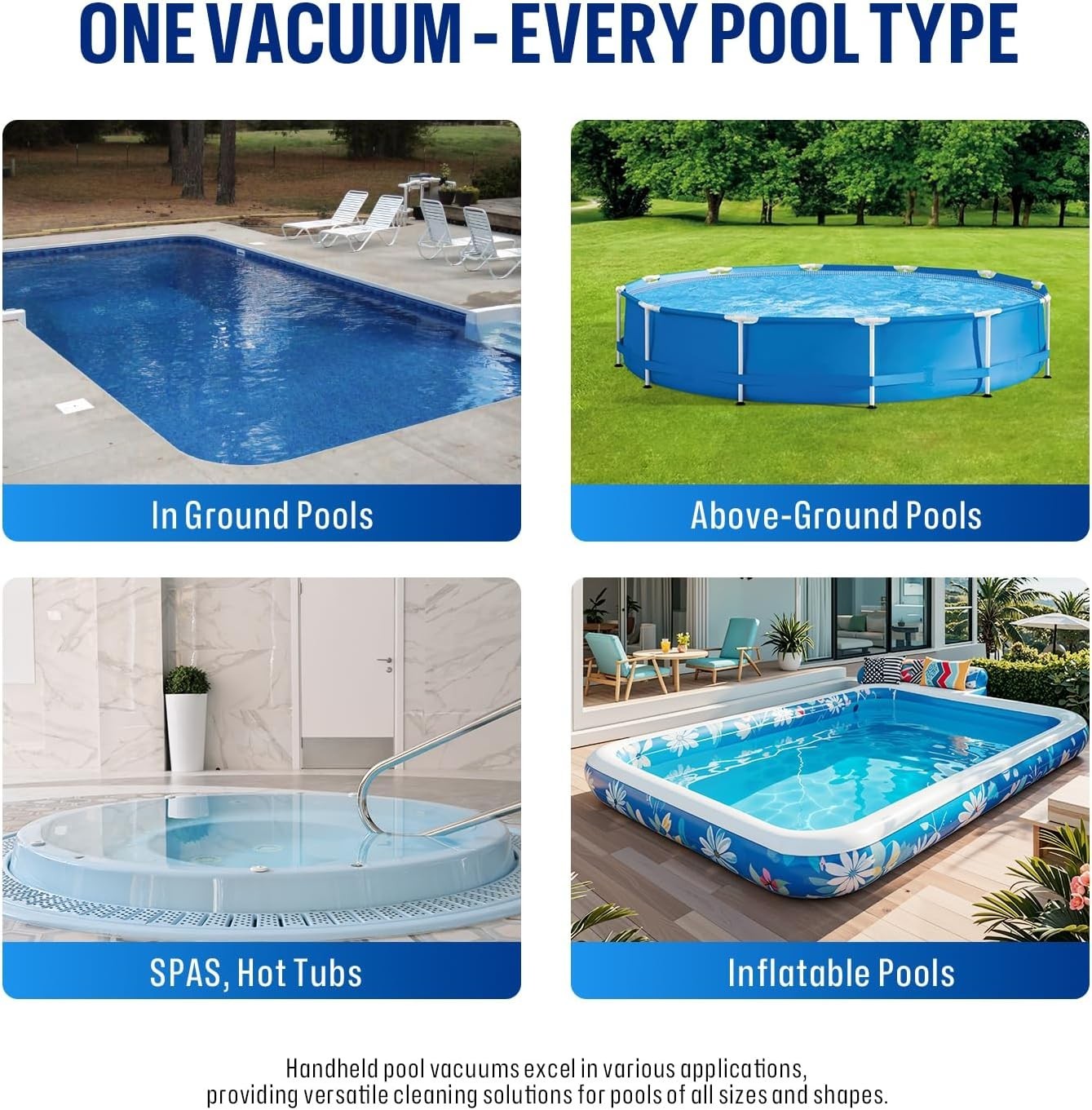 Powerful Handheld Pool Cleaner with Telescoping Pole for Inground & Above Ground